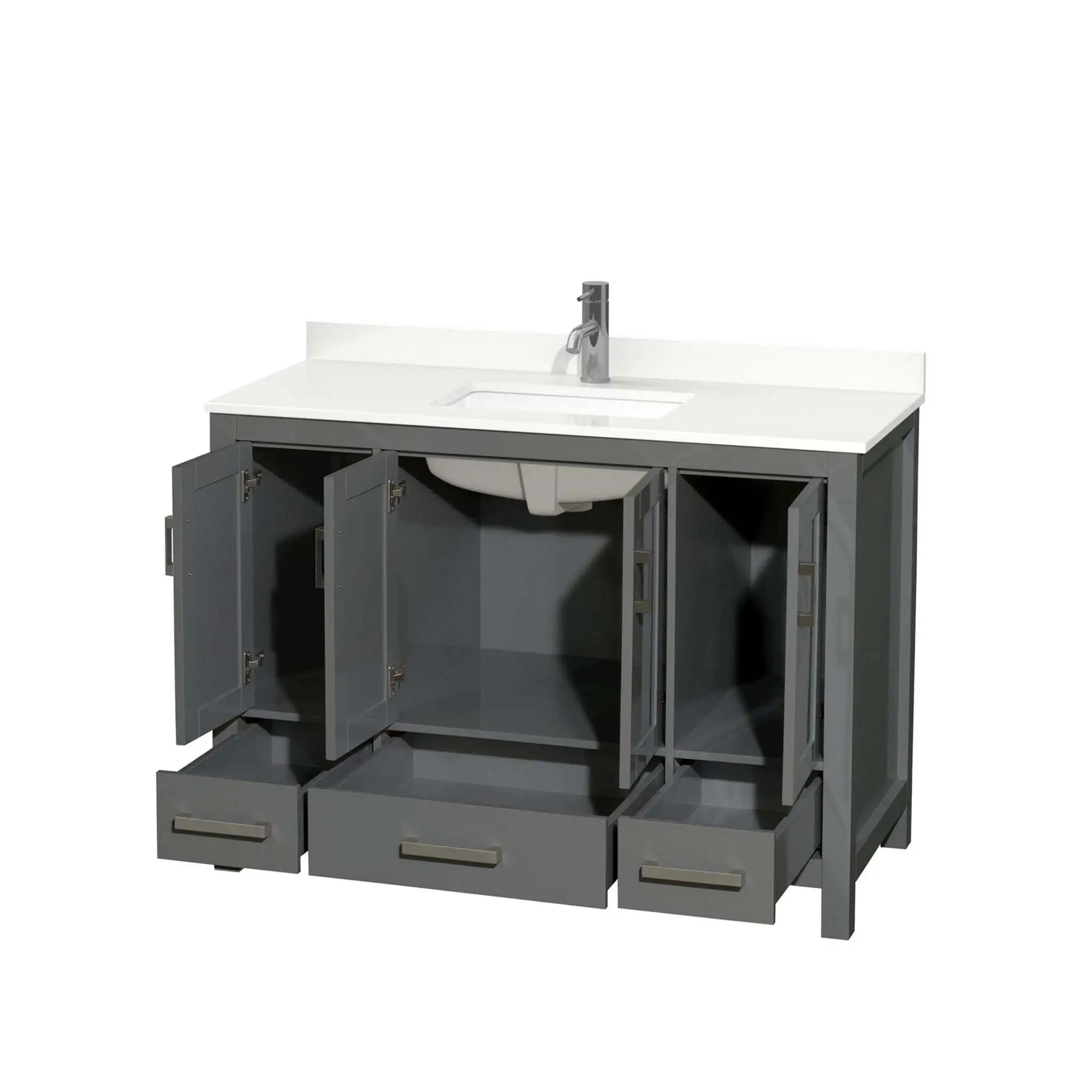 48" Sheffield Single Bathroom Vanity in Dark Gray with Brushed Chrome Trim by Wyndham