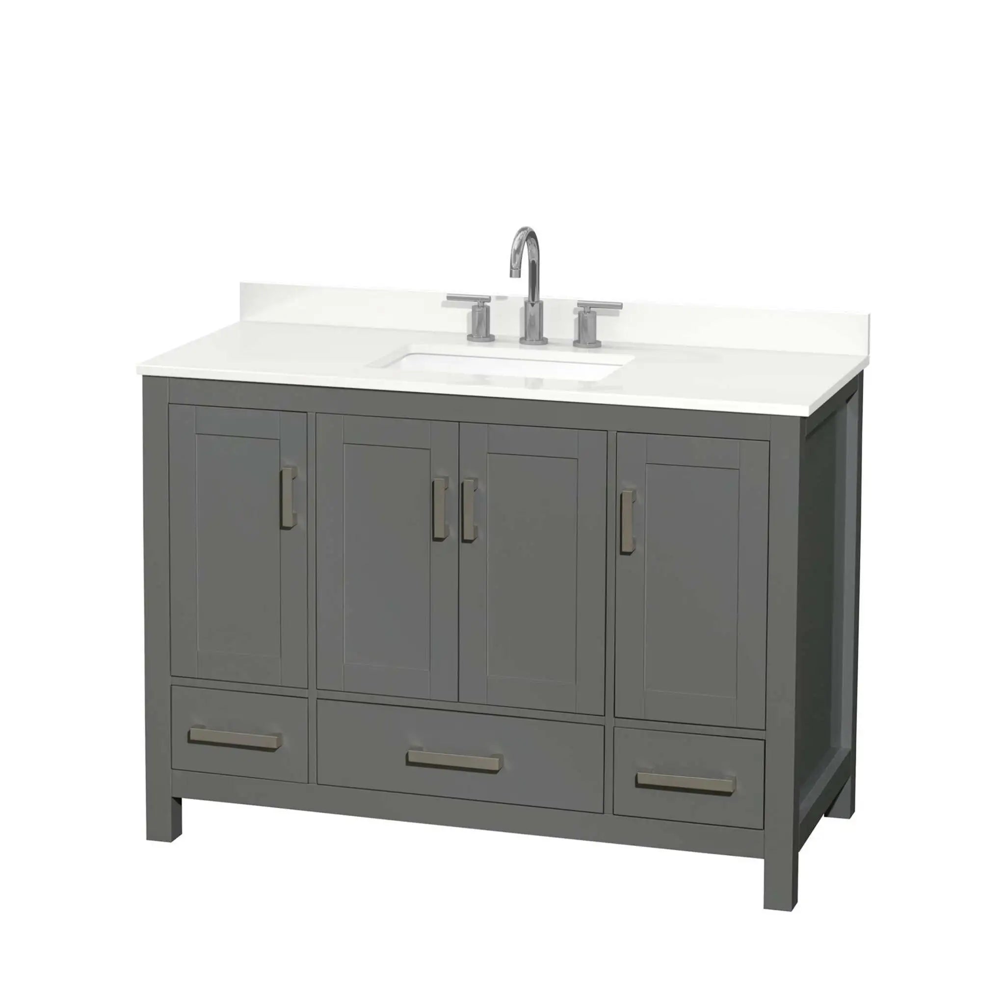 48" Sheffield Single Bathroom Vanity in Dark Gray with Brushed Chrome Trim by Wyndham