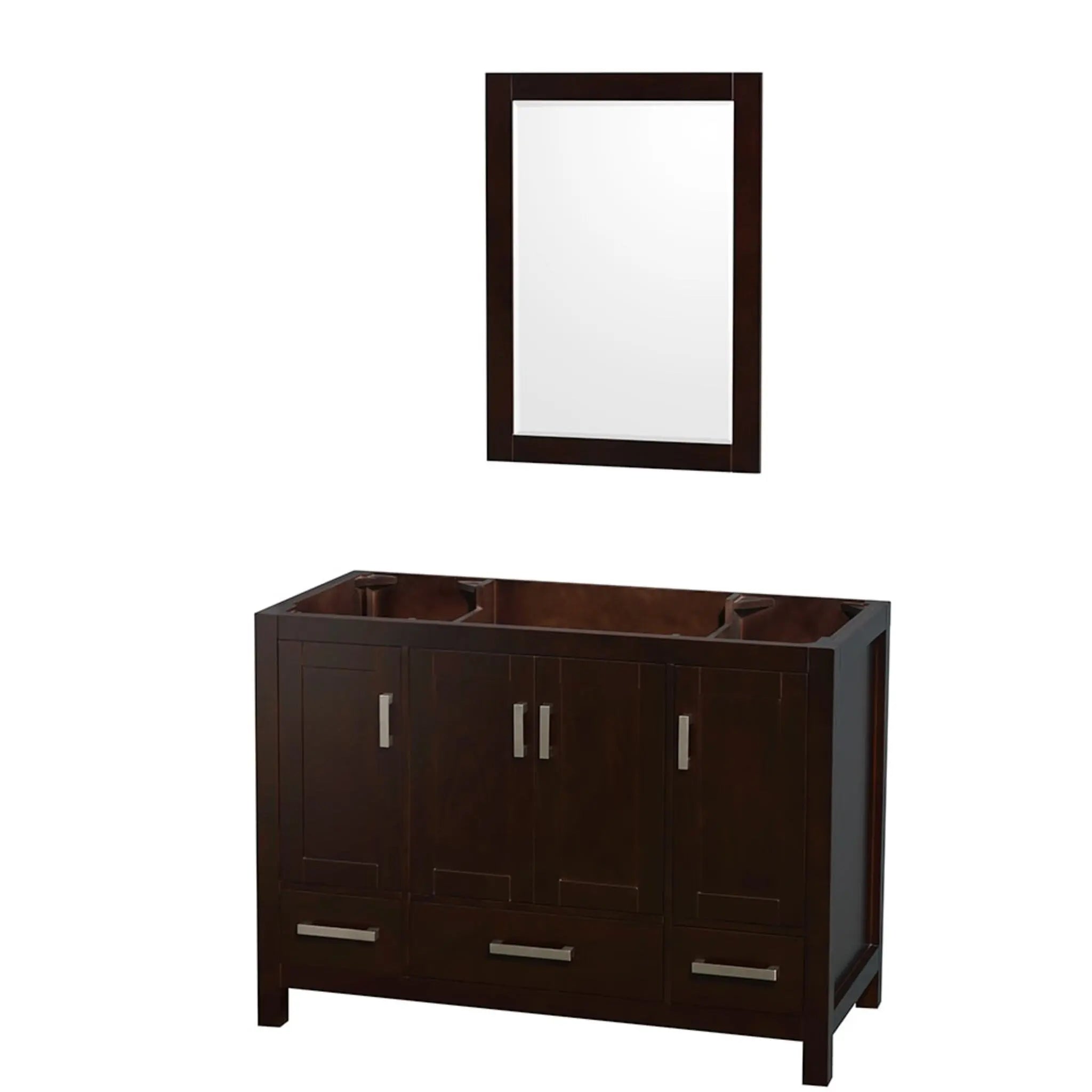 48" Sheffield Single Bathroom Vanity in Espresso with Brushed Chrome Trim & 24" Mirror by Wyndham