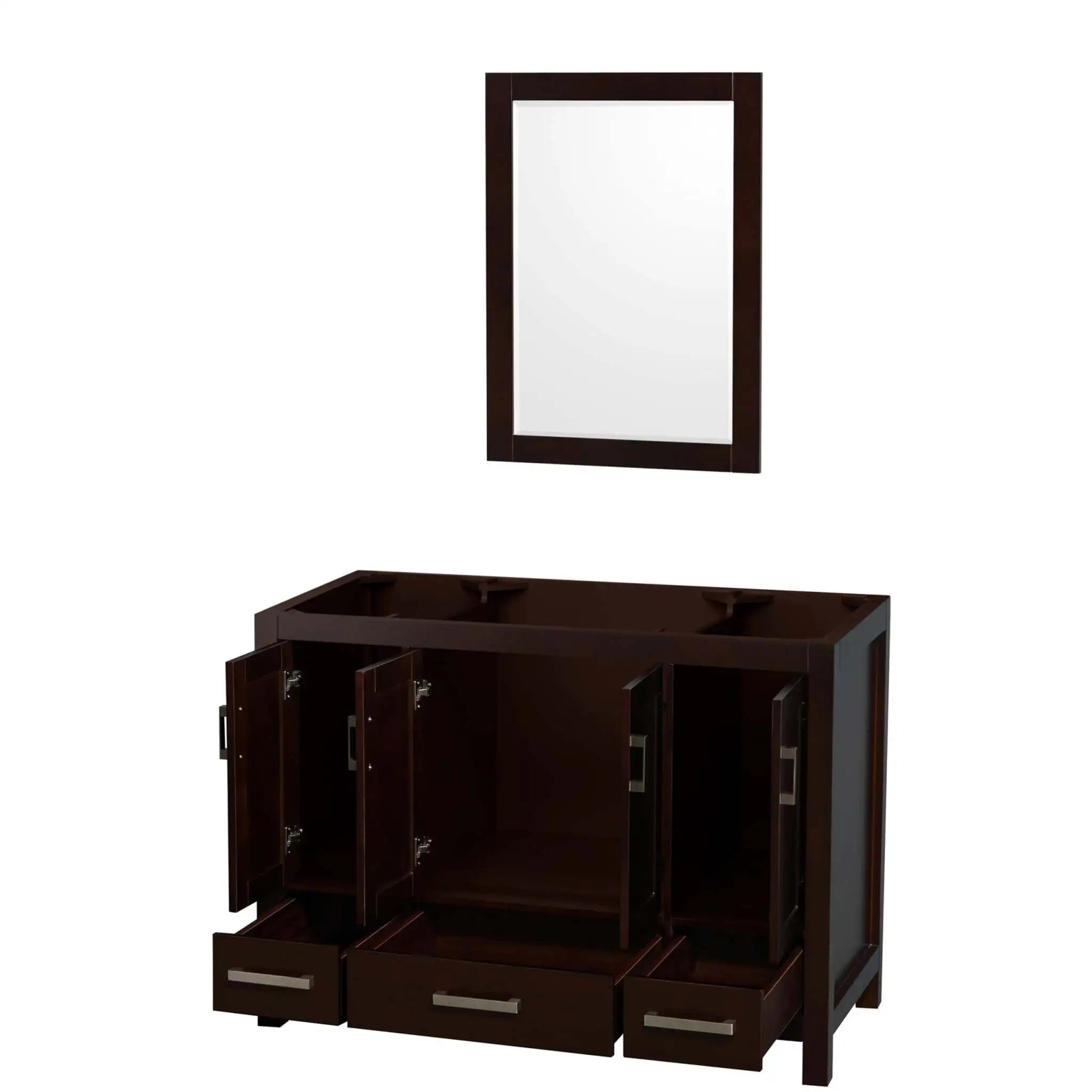 48" Sheffield Single Bathroom Vanity in Espresso with Brushed Chrome Trim & 24" Mirror by Wyndham