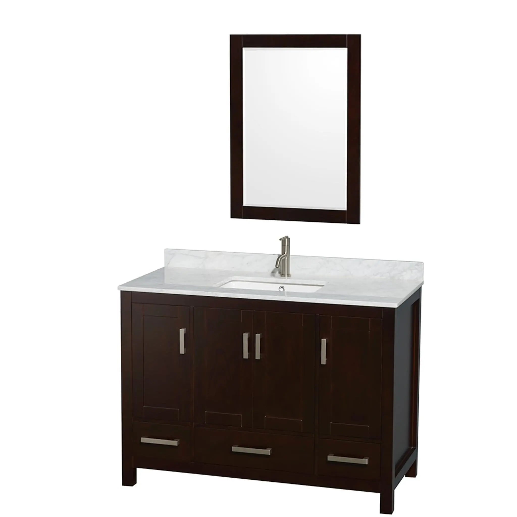 48" Sheffield Single Bathroom Vanity in Espresso with Brushed Chrome Trim & 24" Mirror by Wyndham