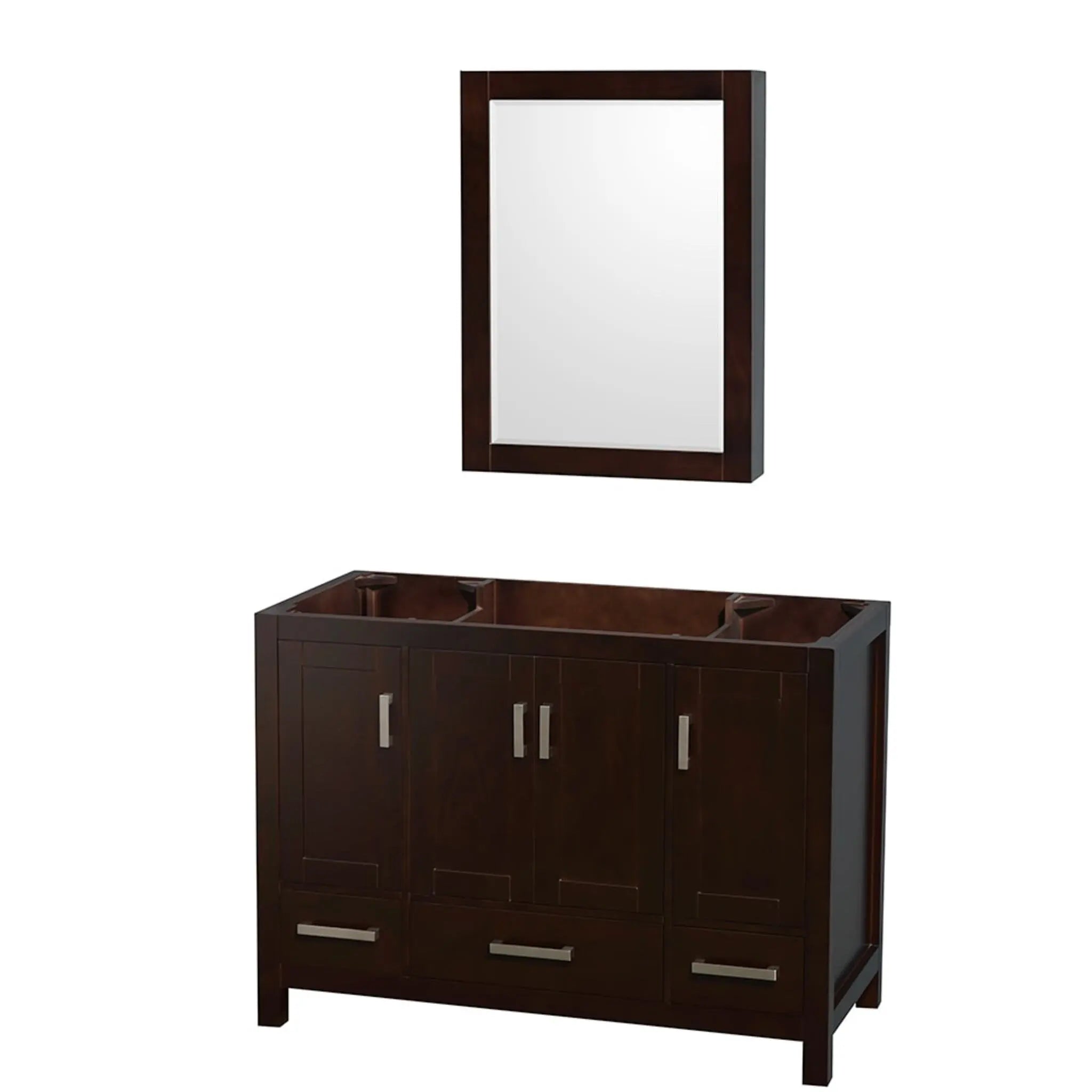 48" Sheffield Single Bathroom Vanity in Espresso with Brushed Chrome Trim & Medicine Cabinet by Wyndham