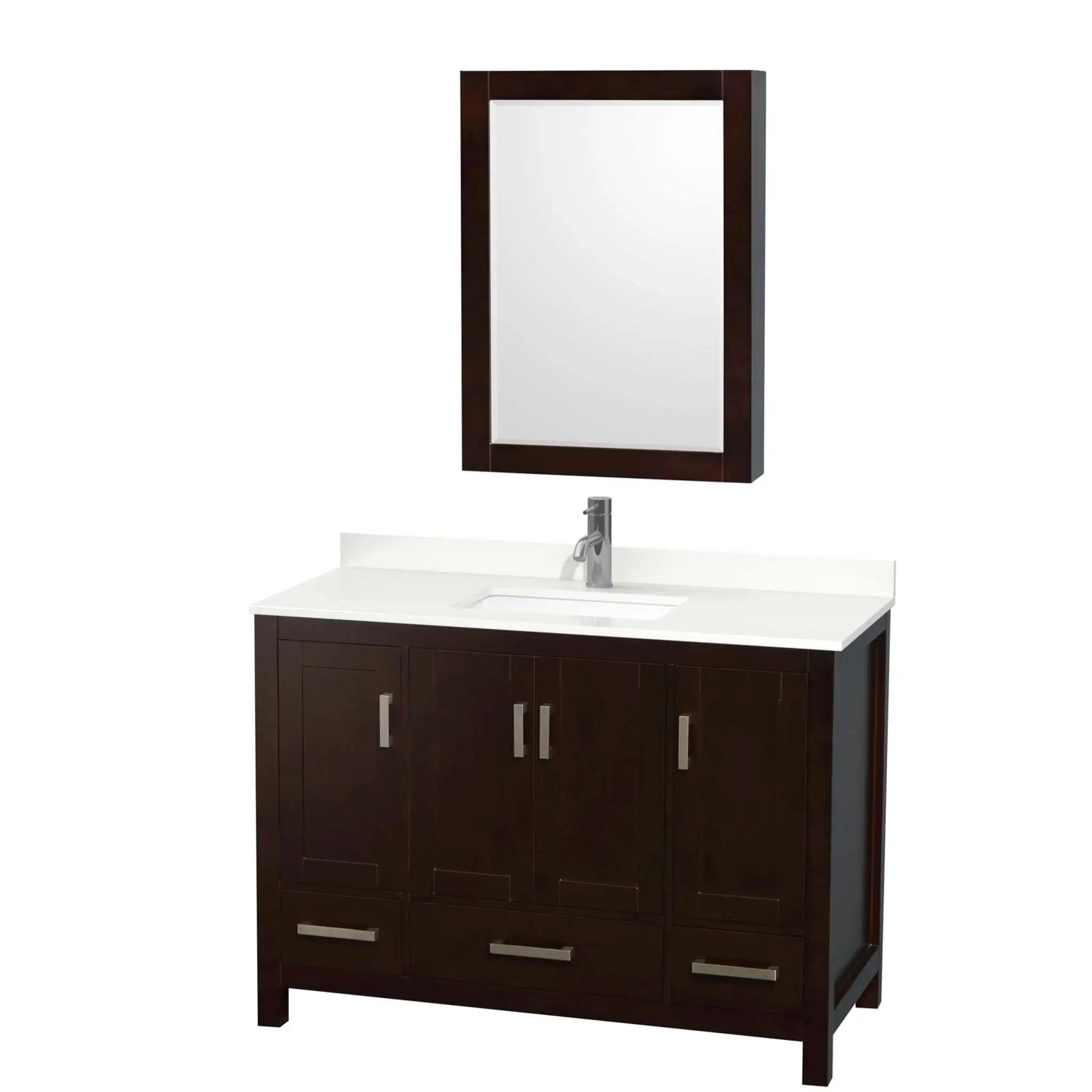 48" Sheffield Single Bathroom Vanity in Espresso with Brushed Chrome Trim & Medicine Cabinet by Wyndham