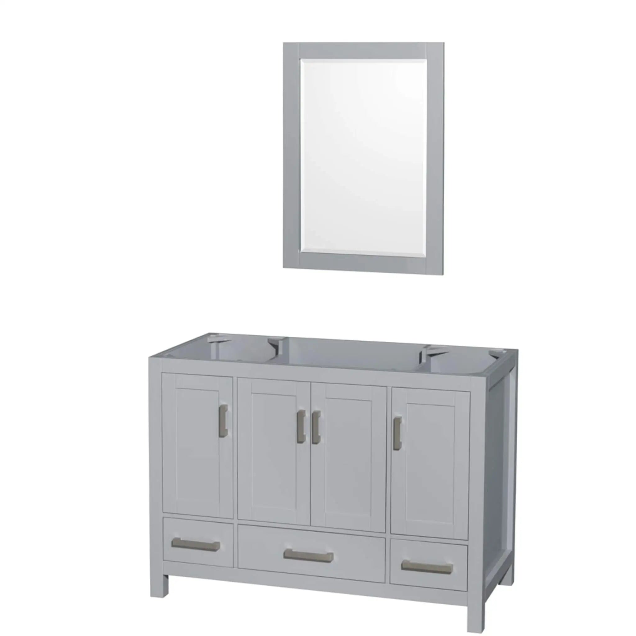 48" Sheffield Single Bathroom Vanity in Gray with Brushed Chrome Trim & 24" Mirror by Wyndham