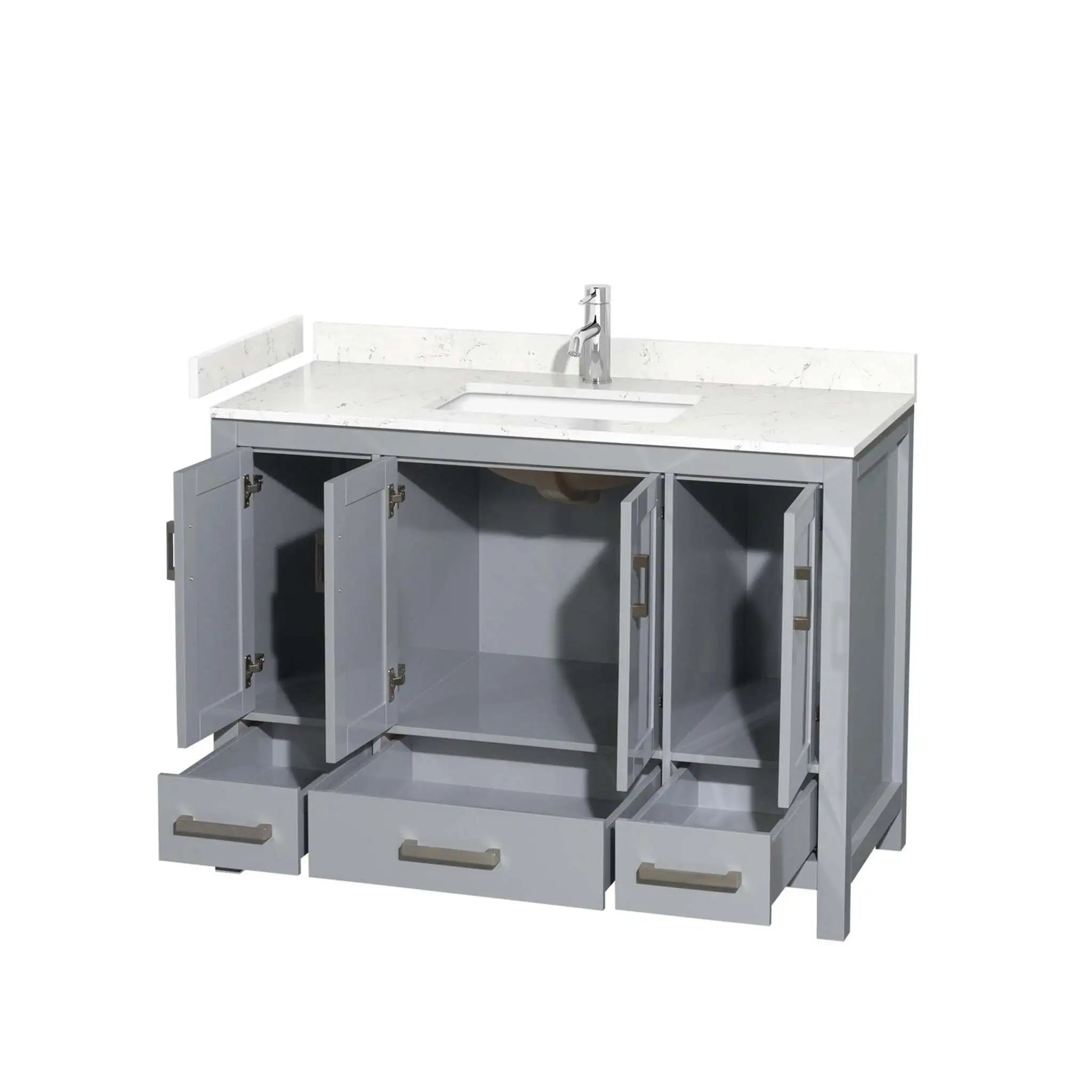 48" Sheffield Single Bathroom Vanity in Gray with Brushed Chrome Trim by Wyndham