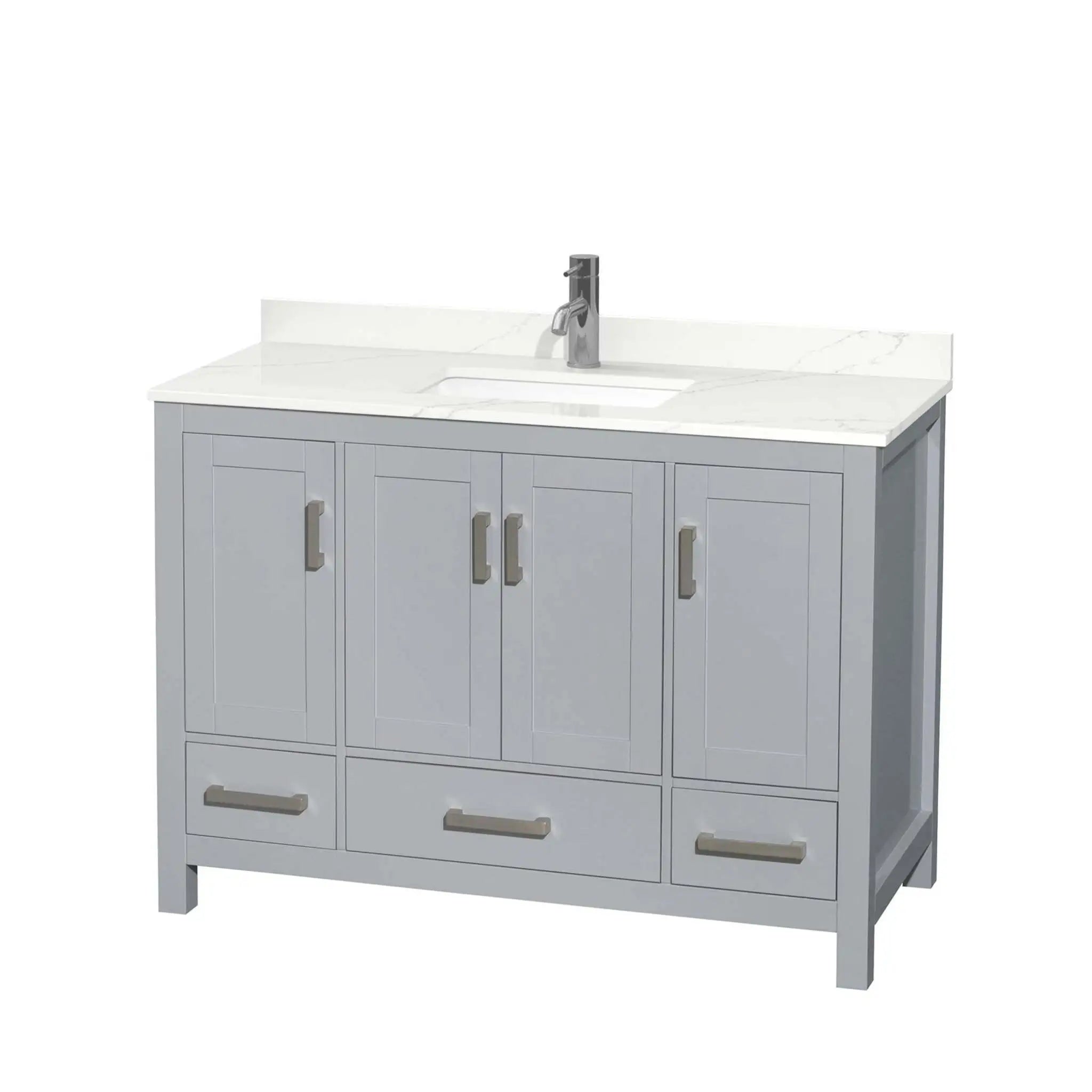 48" Sheffield Single Bathroom Vanity in Gray with Brushed Chrome Trim by Wyndham