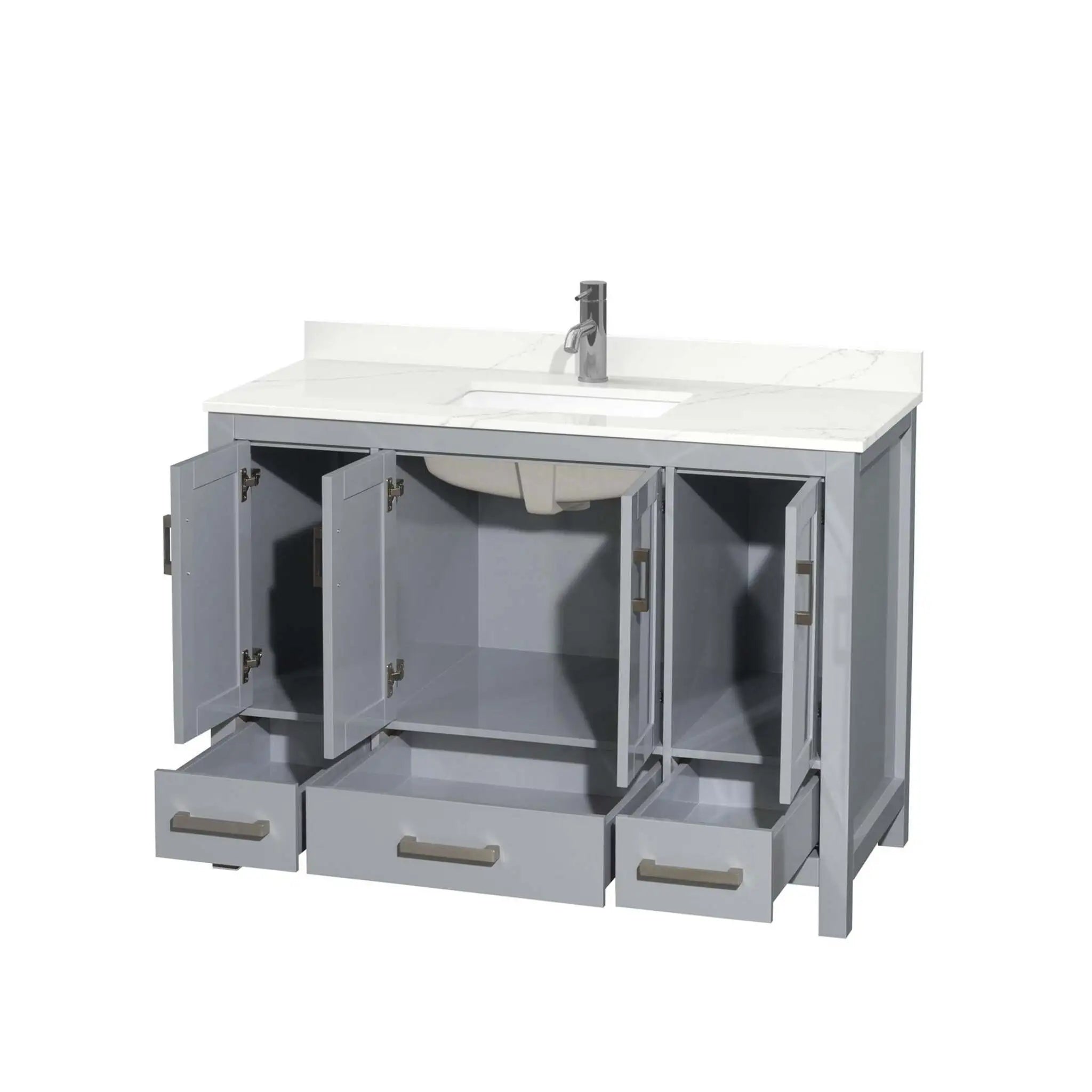 48" Sheffield Single Bathroom Vanity in Gray with Brushed Chrome Trim by Wyndham