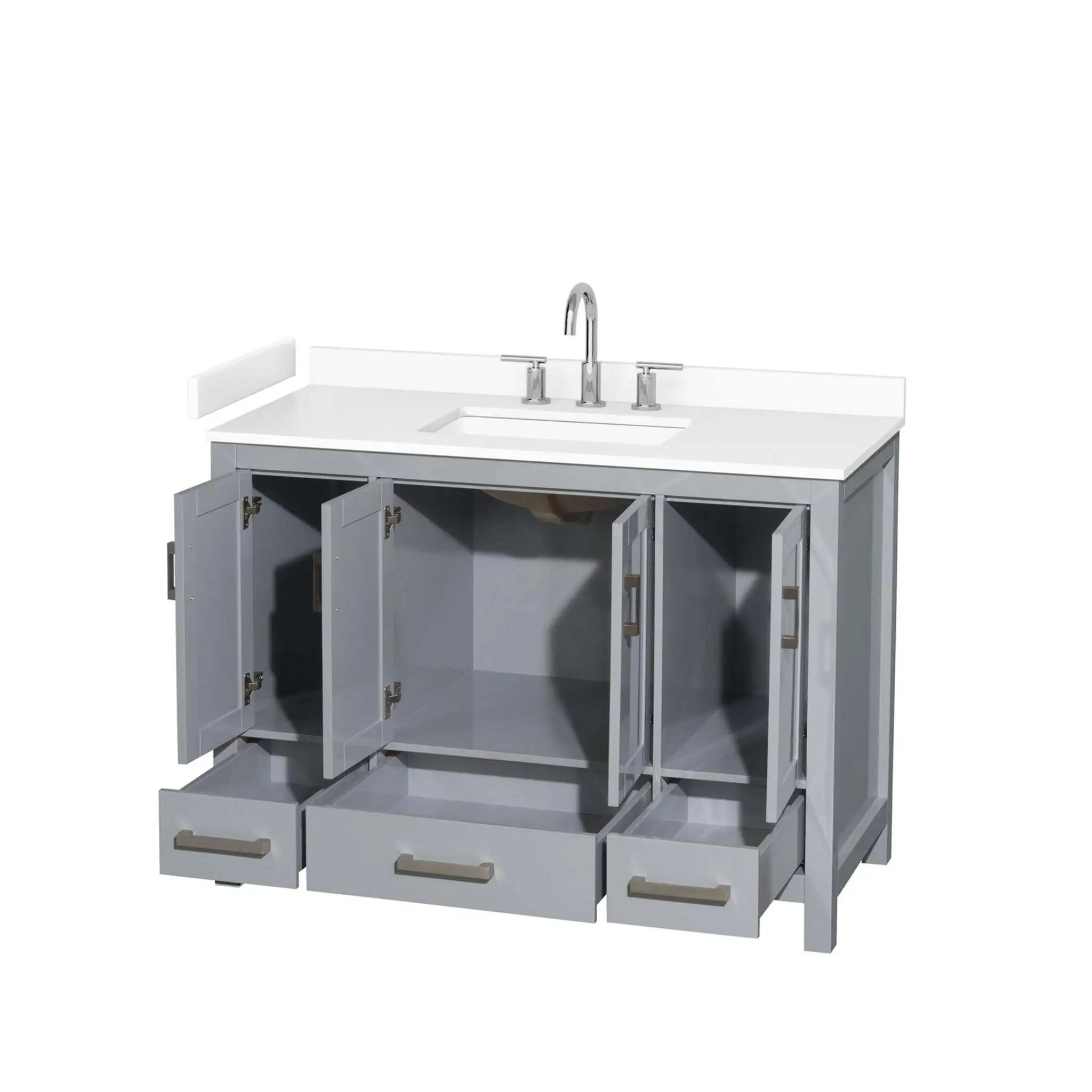 48" Sheffield Single Bathroom Vanity in Gray with Brushed Chrome Trim by Wyndham