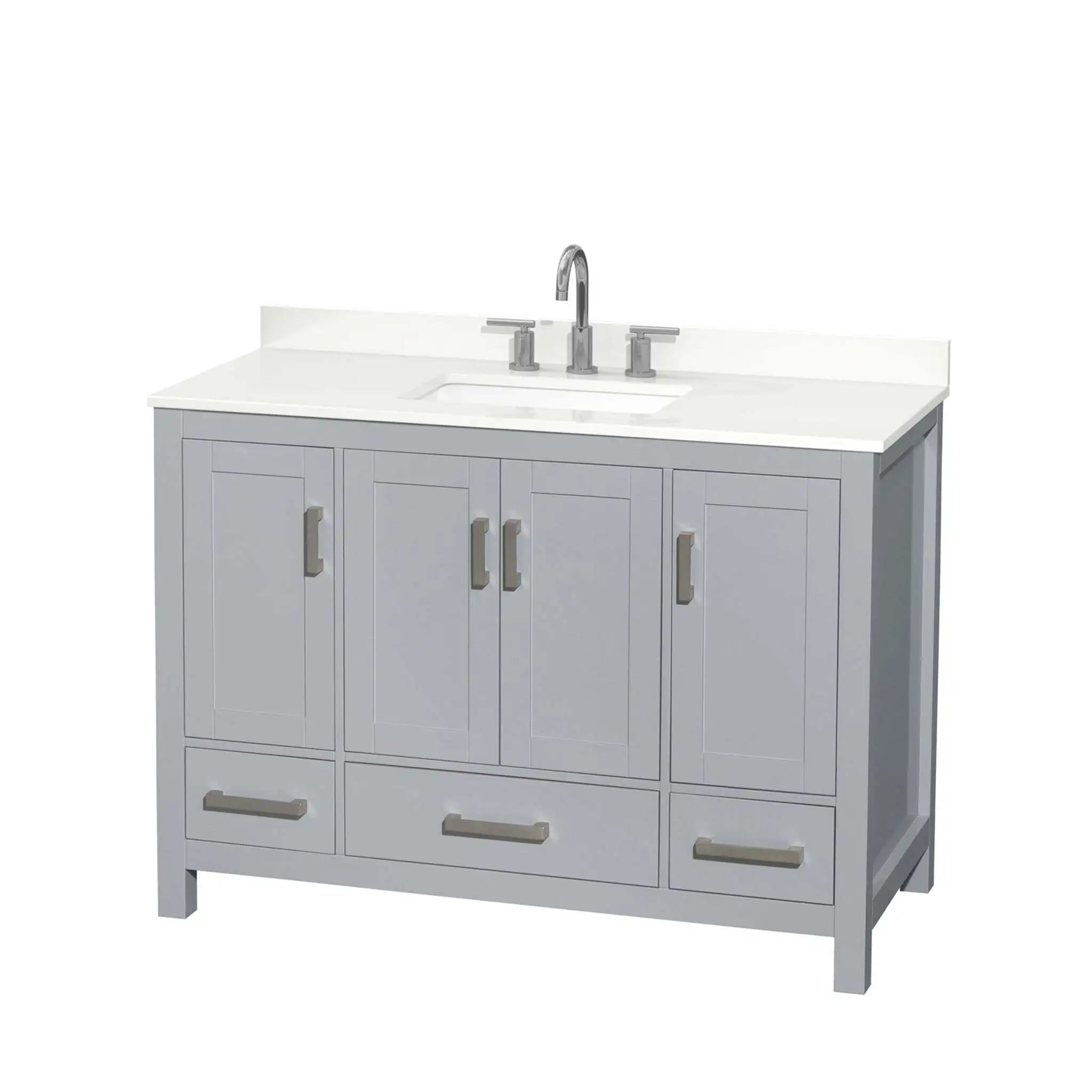 48" Sheffield Single Bathroom Vanity in Gray with Brushed Chrome Trim by Wyndham