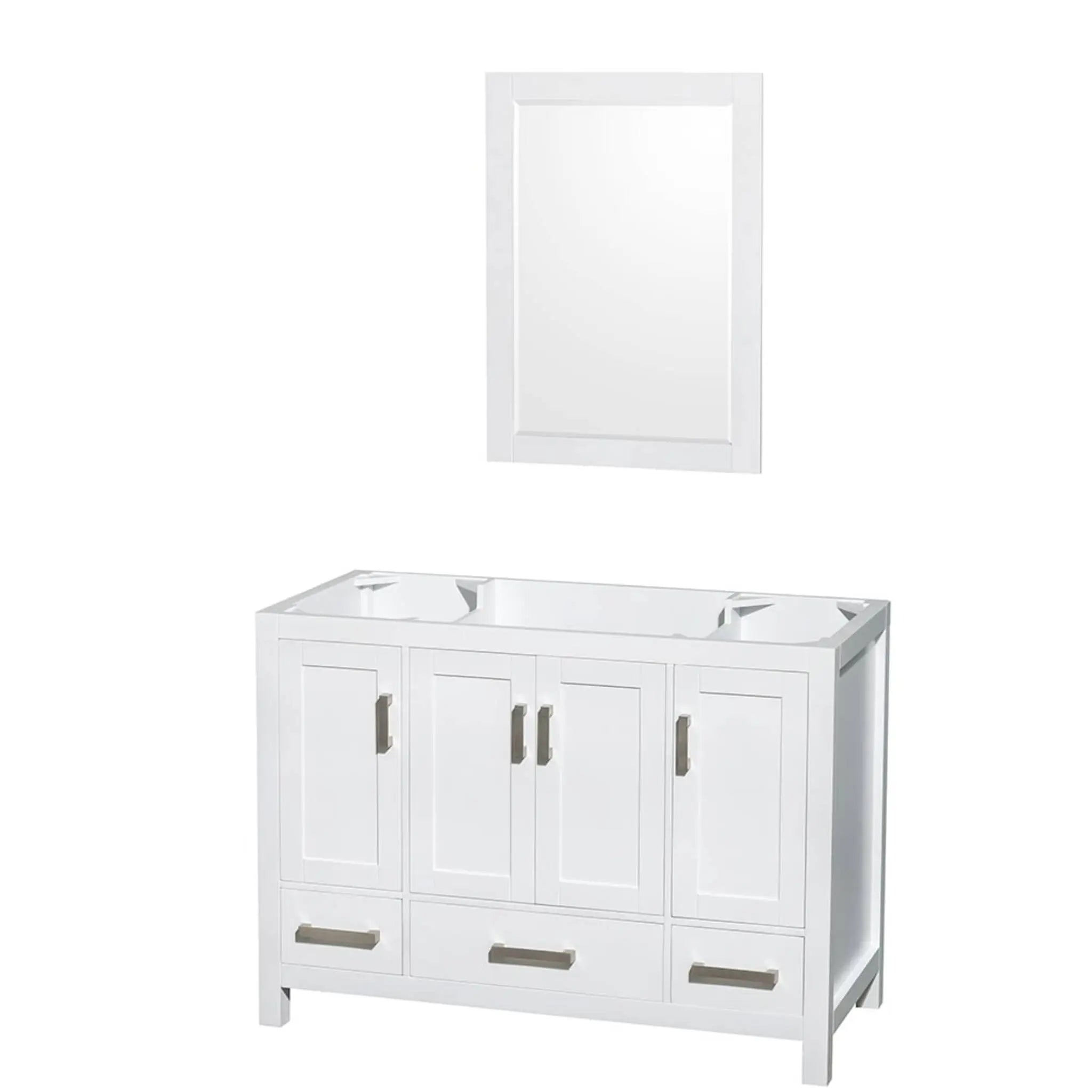 48" Sheffield Single Bathroom Vanity in White with Brushed Chrome Trim & 24" Mirror by Wyndham