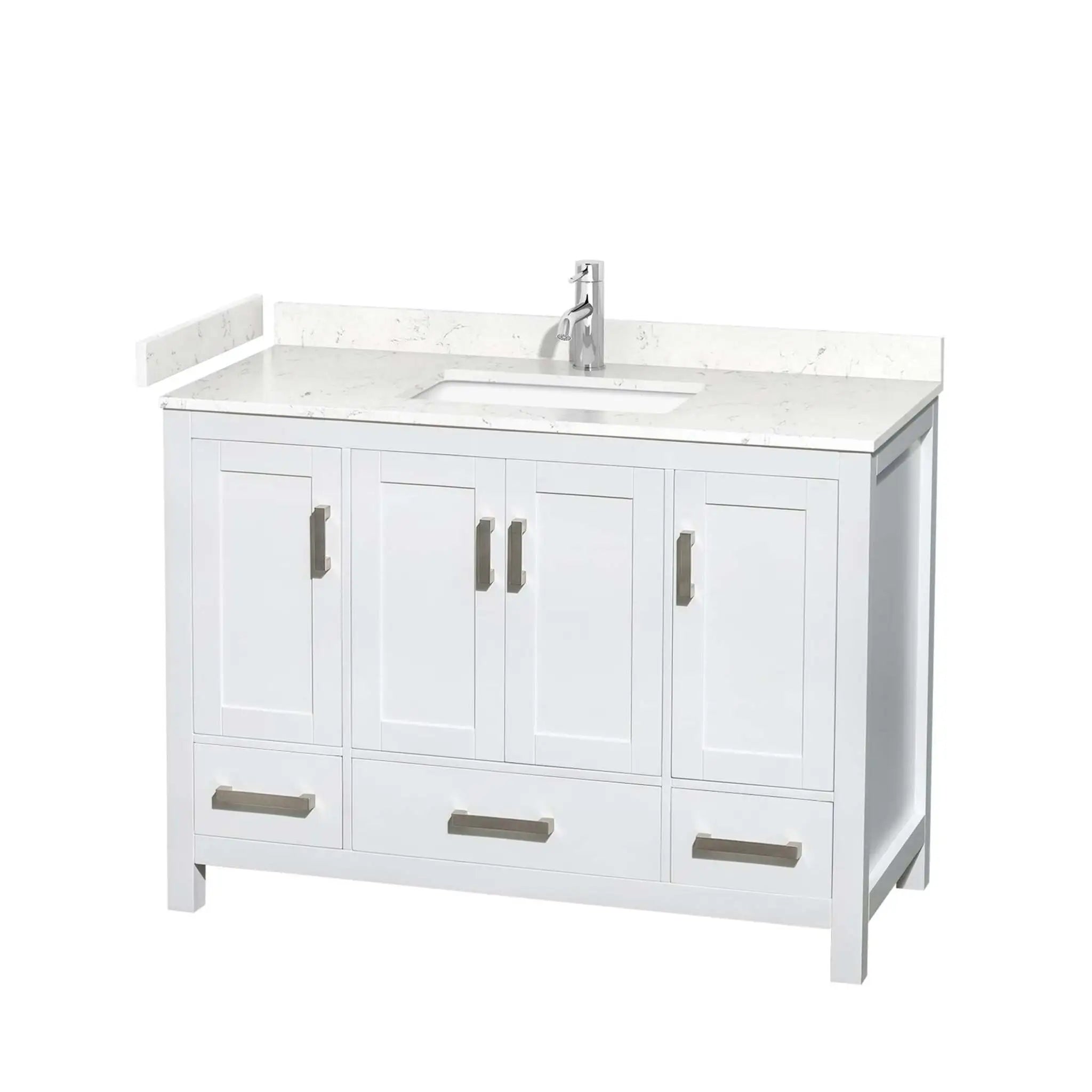 48" Sheffield Single Bathroom Vanity in White with Brushed Chrome Trim by Wyndham