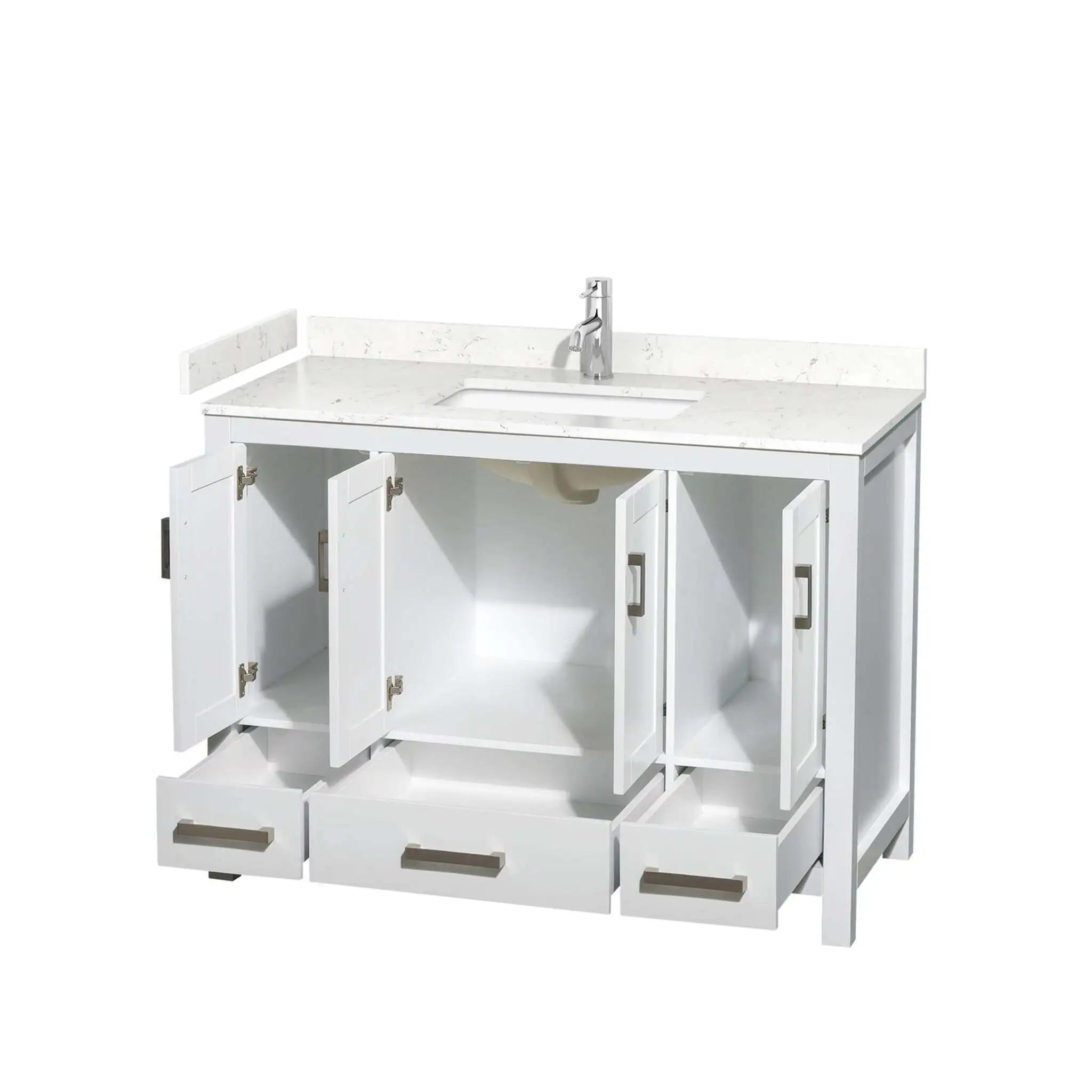 48" Sheffield Single Bathroom Vanity in White with Brushed Chrome Trim by Wyndham