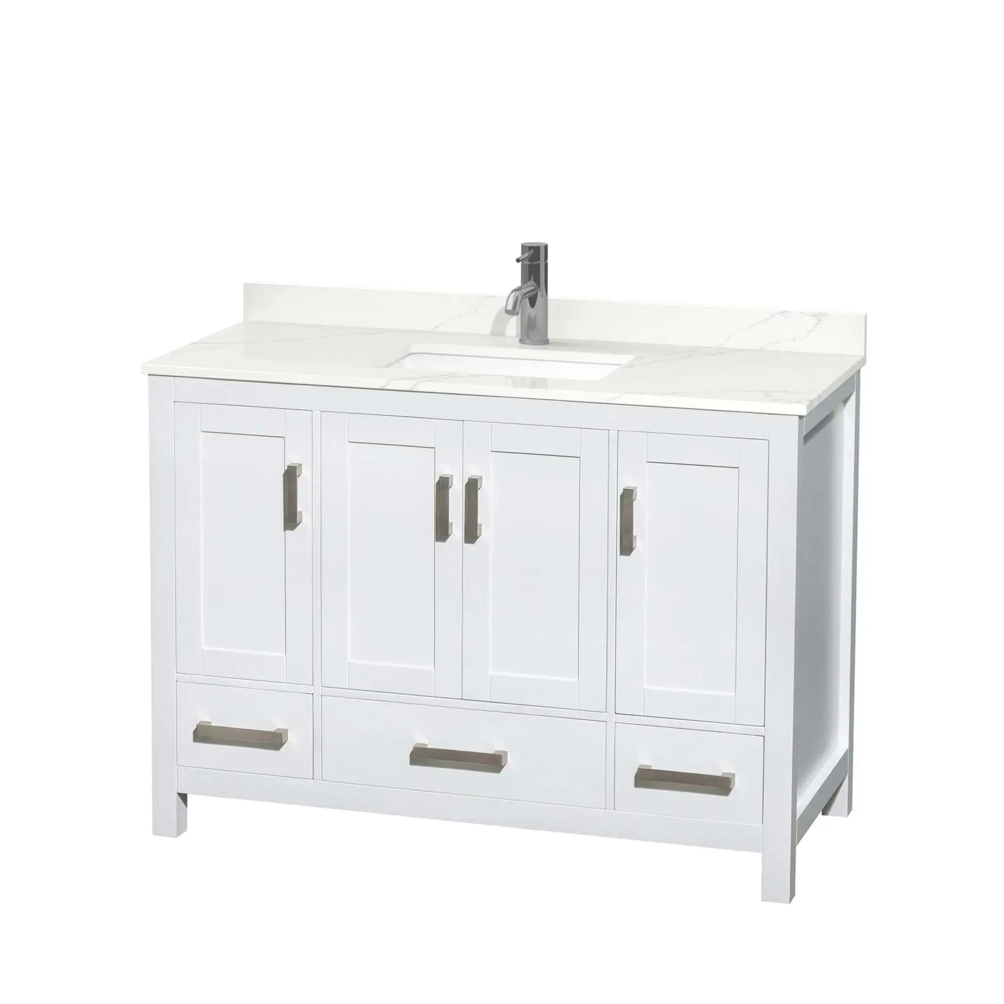 48" Sheffield Single Bathroom Vanity in White with Brushed Chrome Trim by Wyndham