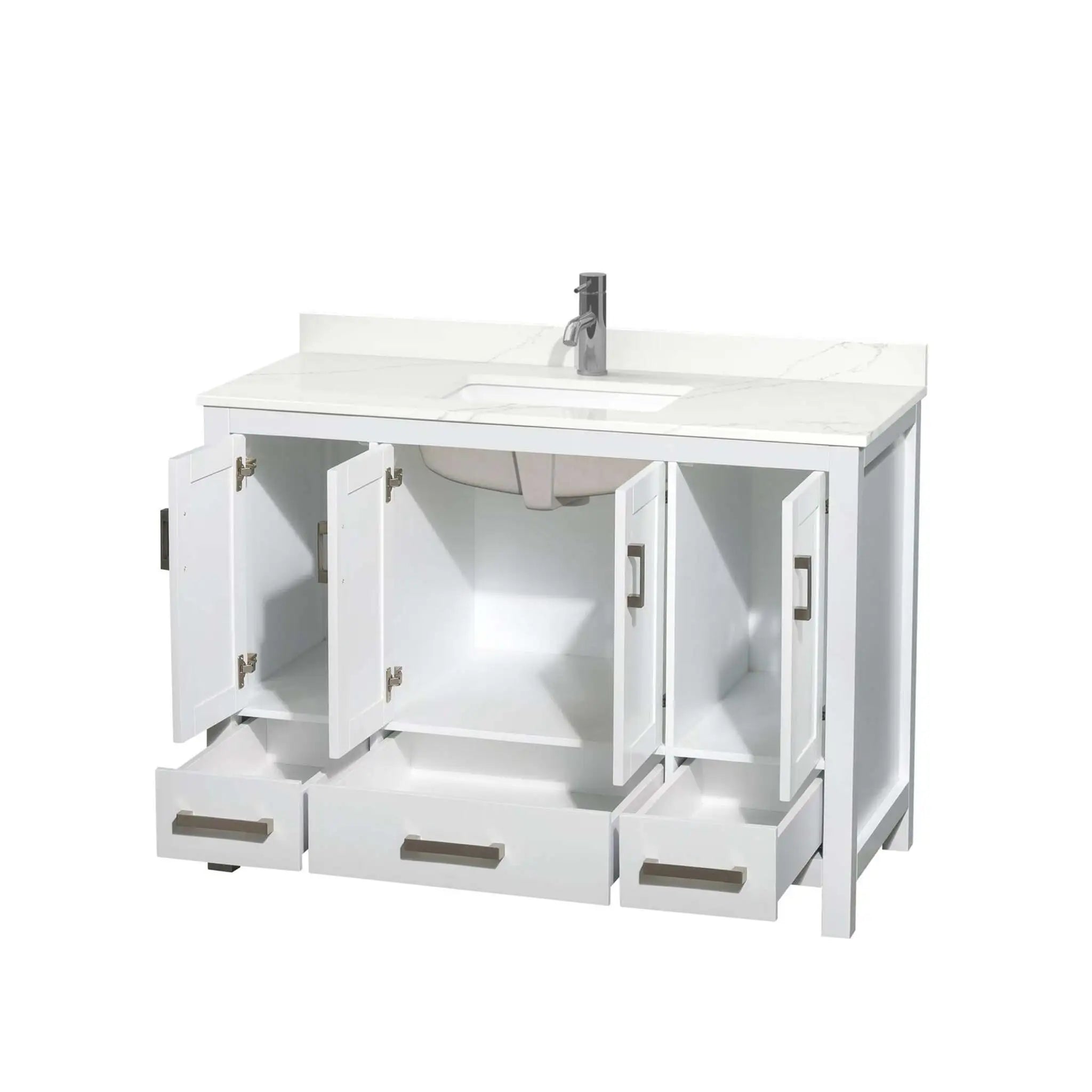 48" Sheffield Single Bathroom Vanity in White with Brushed Chrome Trim by Wyndham