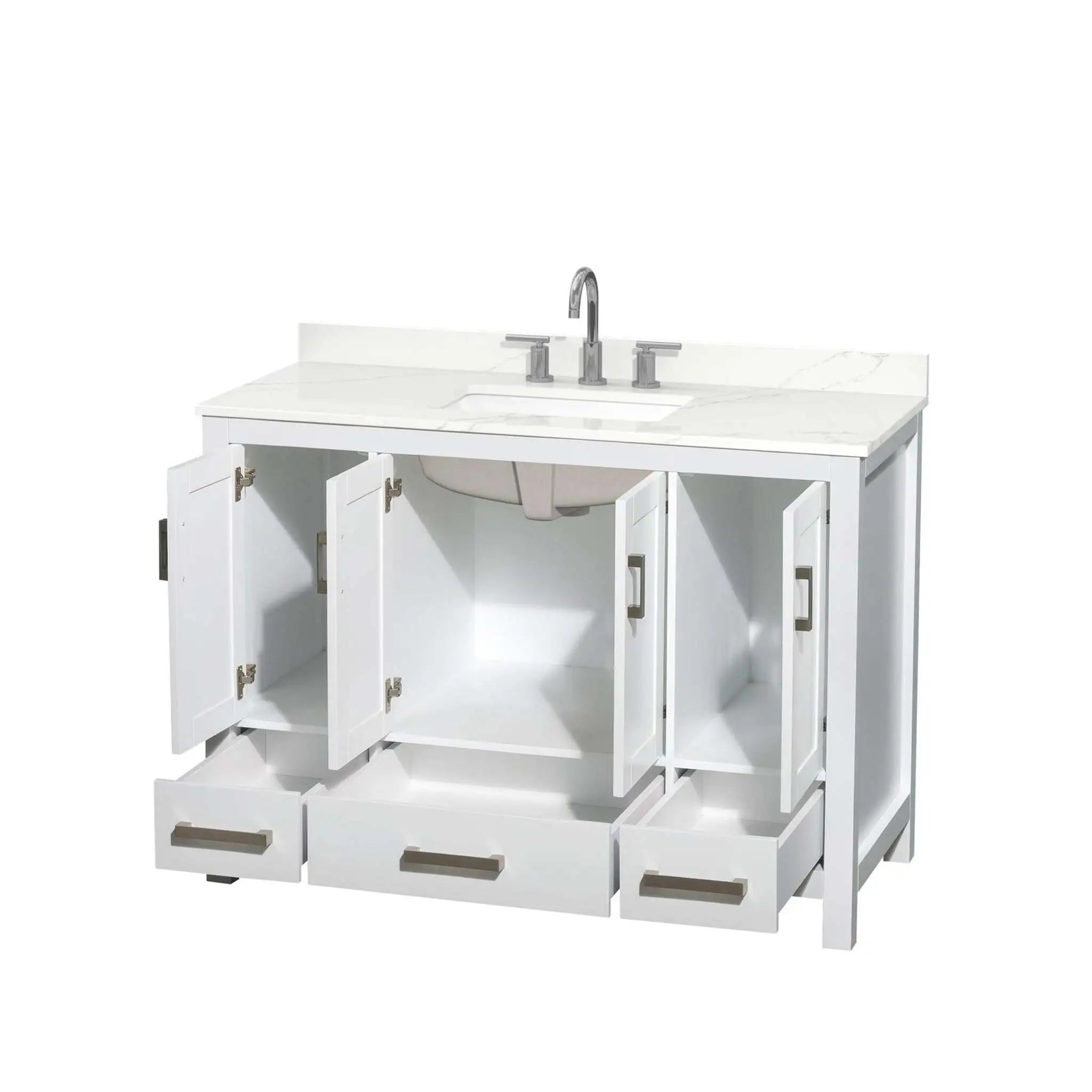 48" Sheffield Single Bathroom Vanity in White with Brushed Chrome Trim by Wyndham