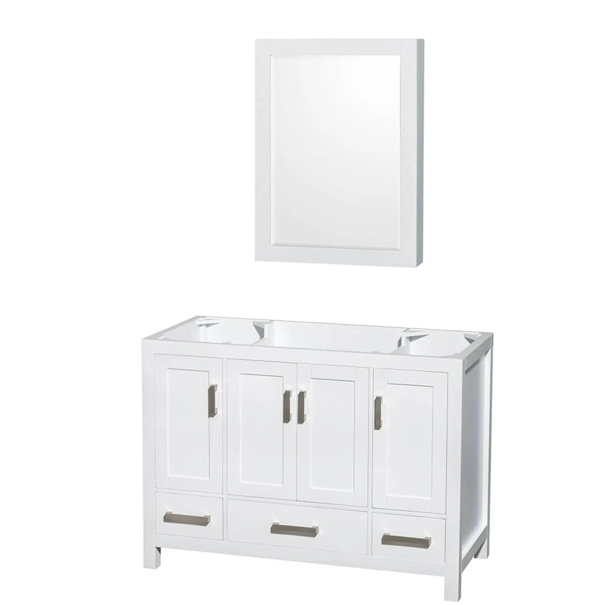 48" Sheffield Single Bathroom Vanity in White with Brushed Chrome Trim & Medicine Cabinet by Wyndham