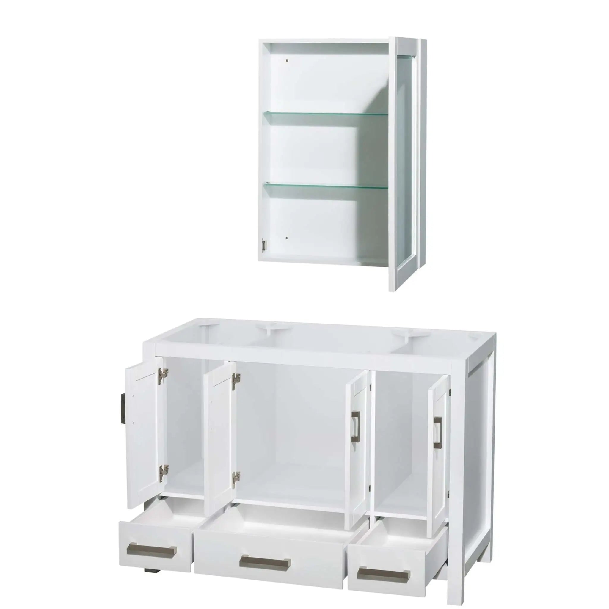 48" Sheffield Single Bathroom Vanity in White with Brushed Chrome Trim & Medicine Cabinet by Wyndham