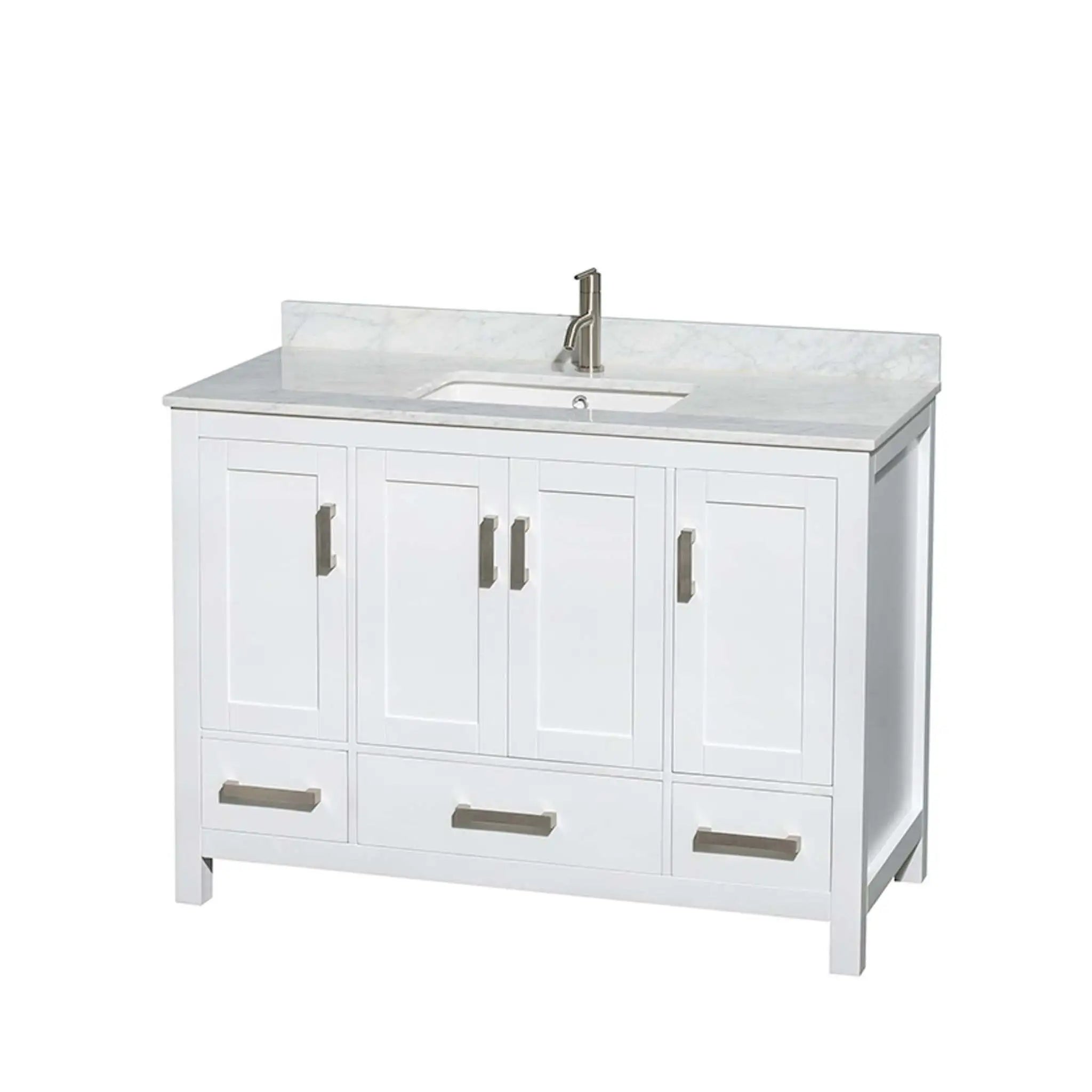 48" Sheffield Single Bathroom Vanity in White with Brushed Chrome Trim by Wyndham