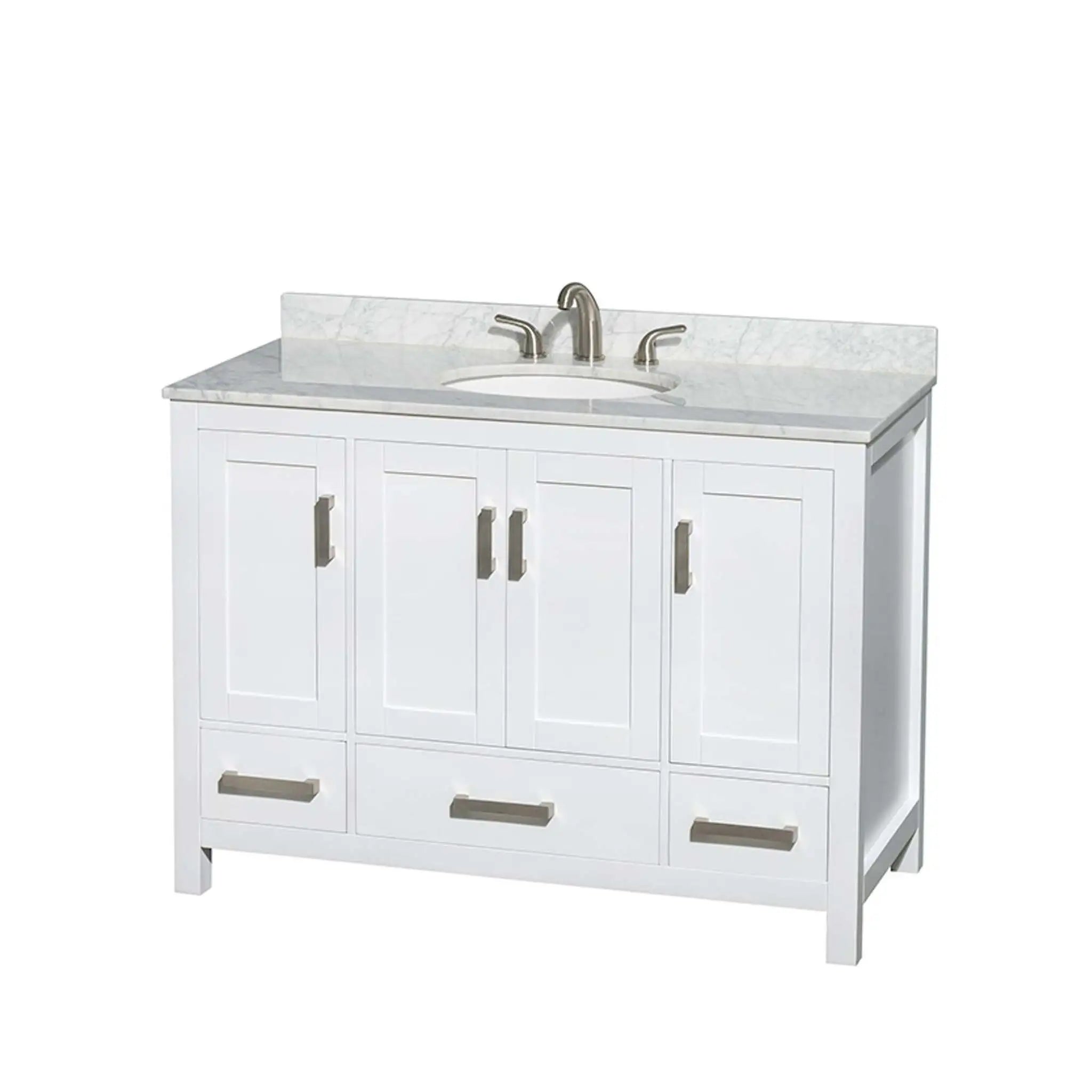 48" Sheffield Single Bathroom Vanity in White with Brushed Chrome Trim by Wyndham