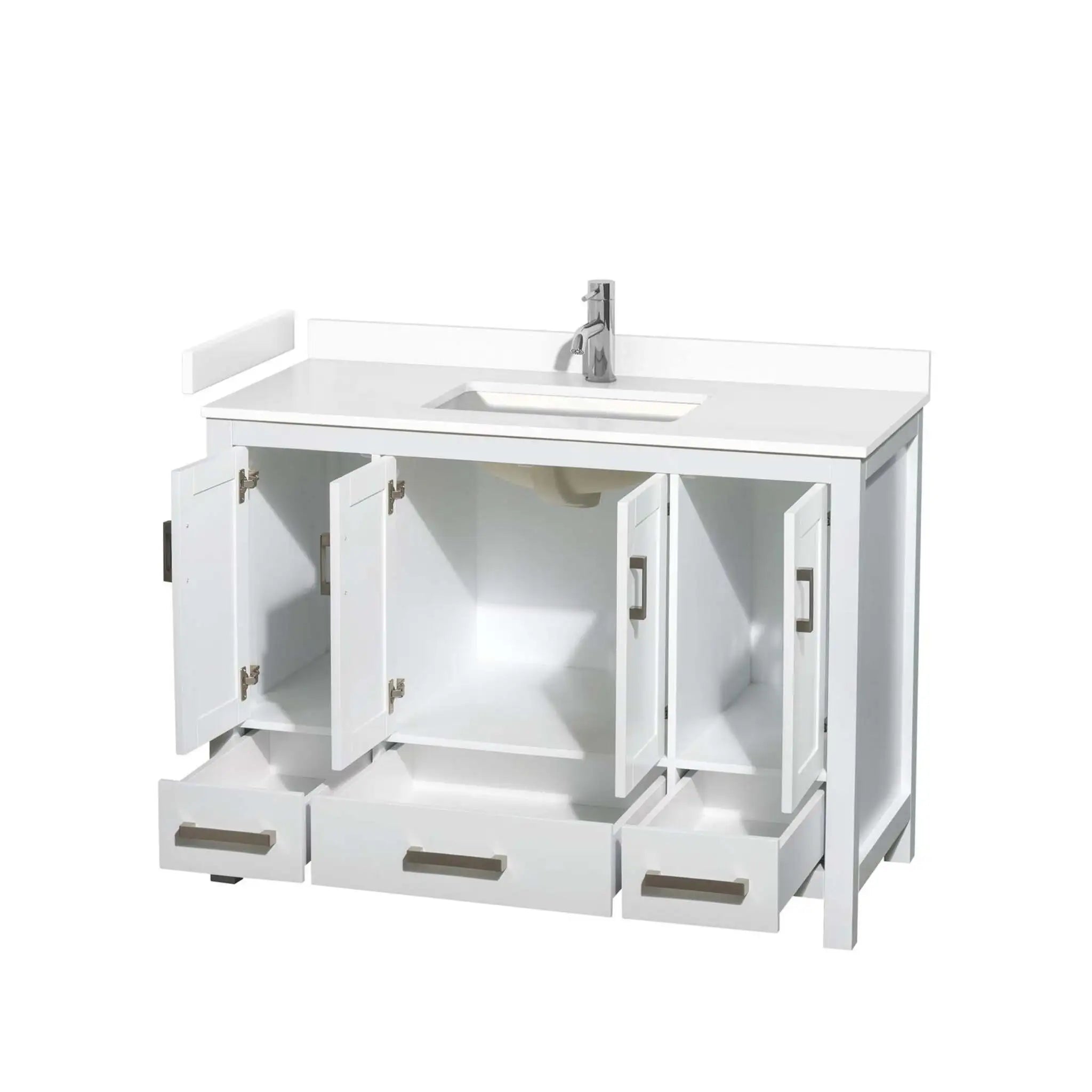 48" Sheffield Single Bathroom Vanity in White with Brushed Chrome Trim by Wyndham