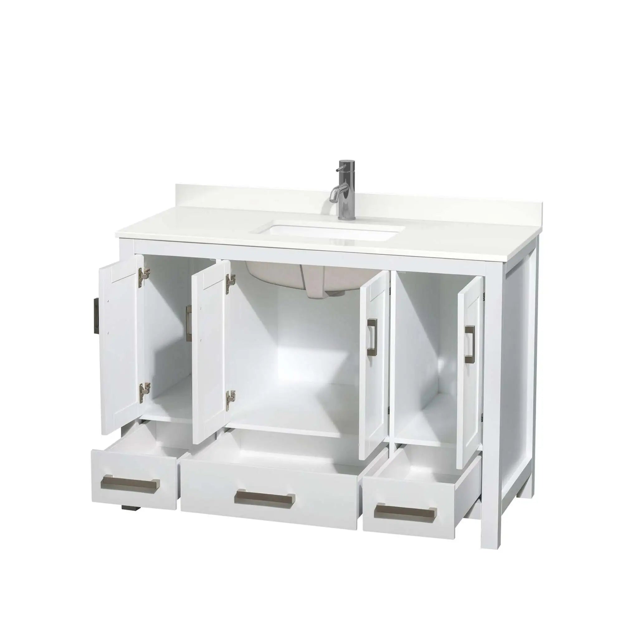 48" Sheffield Single Bathroom Vanity in White with Brushed Chrome Trim by Wyndham