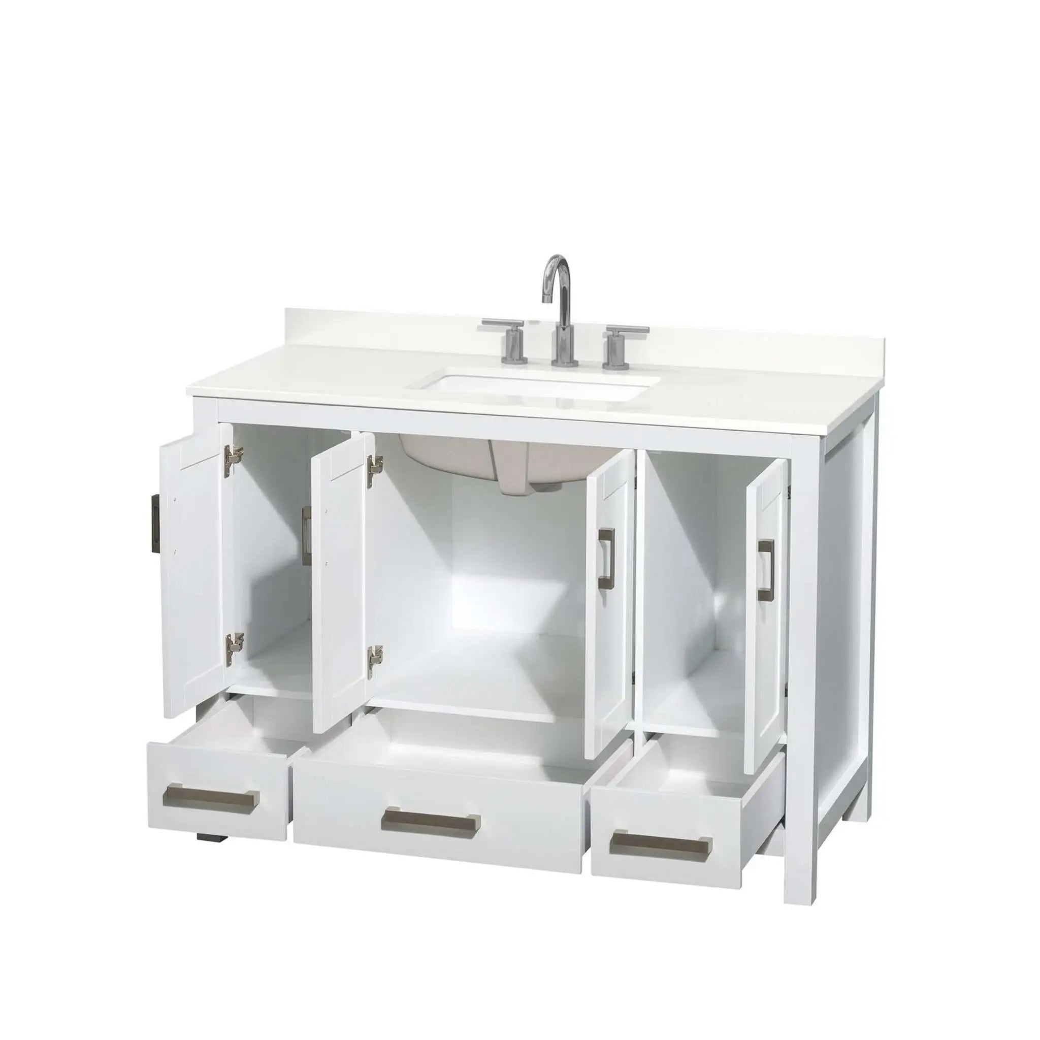 48" Sheffield Single Bathroom Vanity in White with Brushed Chrome Trim by Wyndham