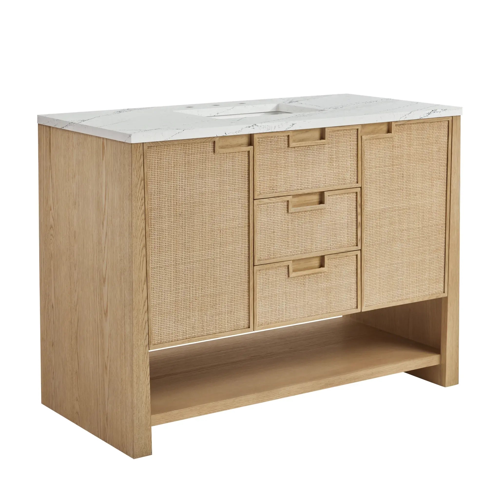 48" Solene Single Vanity in Seaside Oak-Ethereal Noctis Silestone-8" Widespread image 9