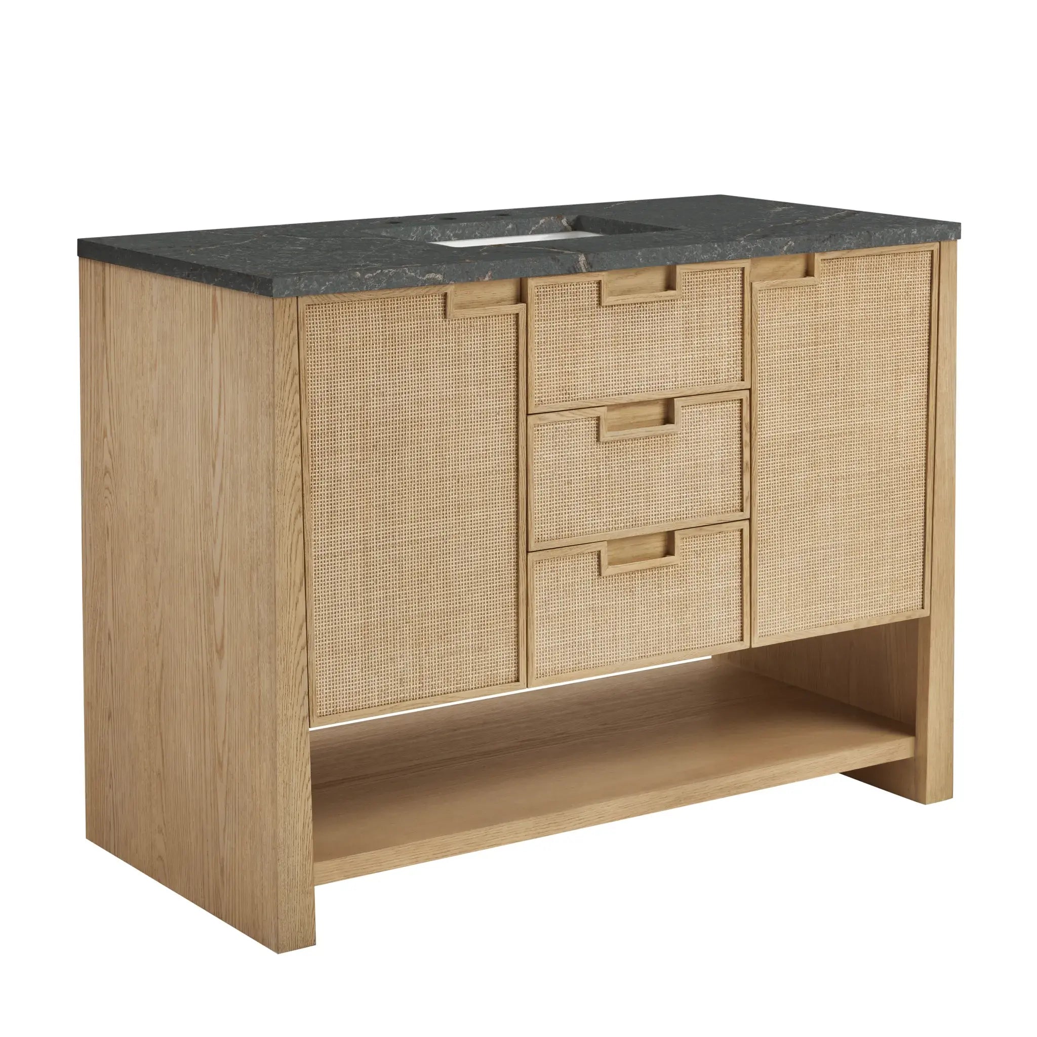 48" Solene Single Vanity in Seaside Oak-Parisien Bleu Silestone-8" Widespread image 9