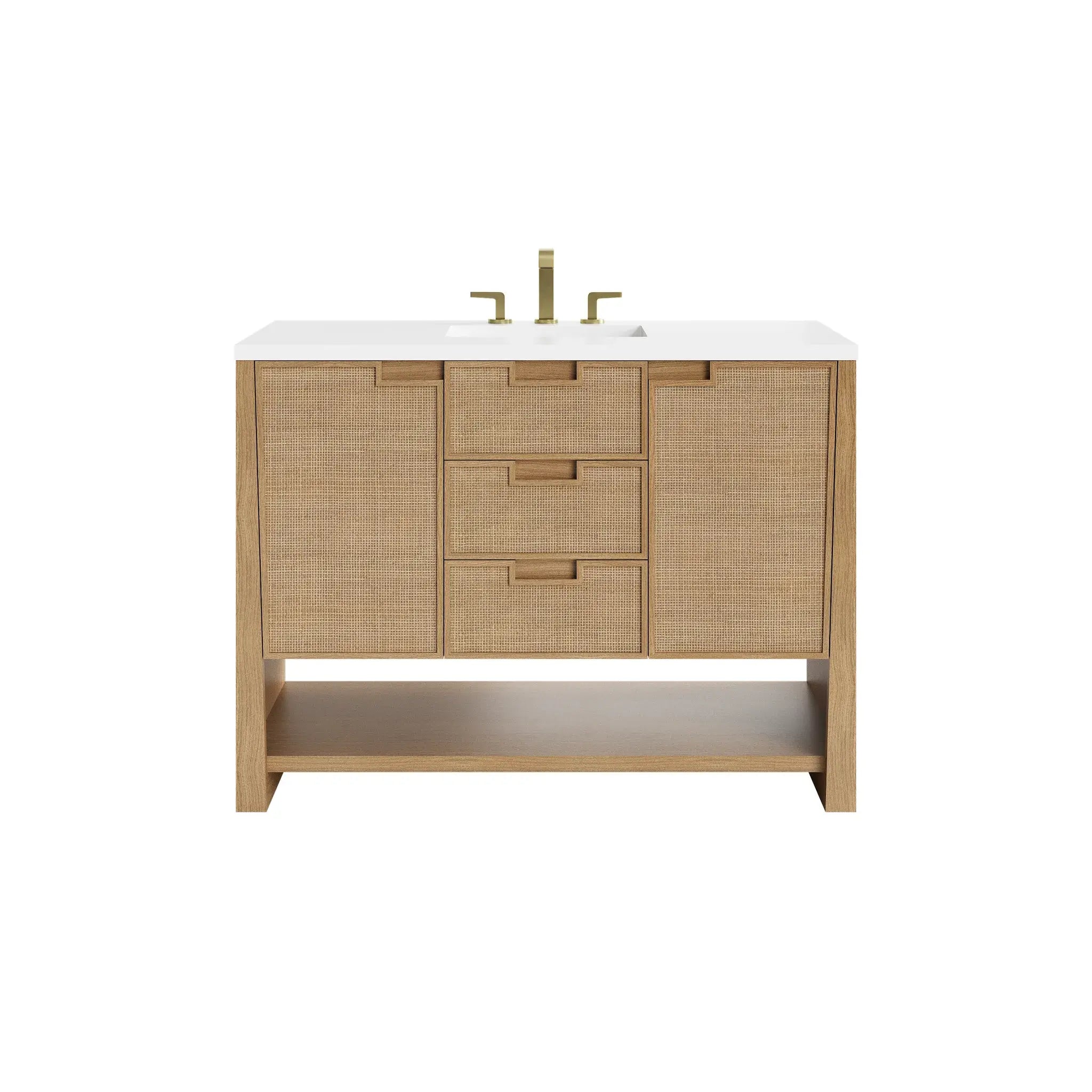 48" Solene Single Vanity in Seaside Oak-White Zeus Silestone-8" Widespread image