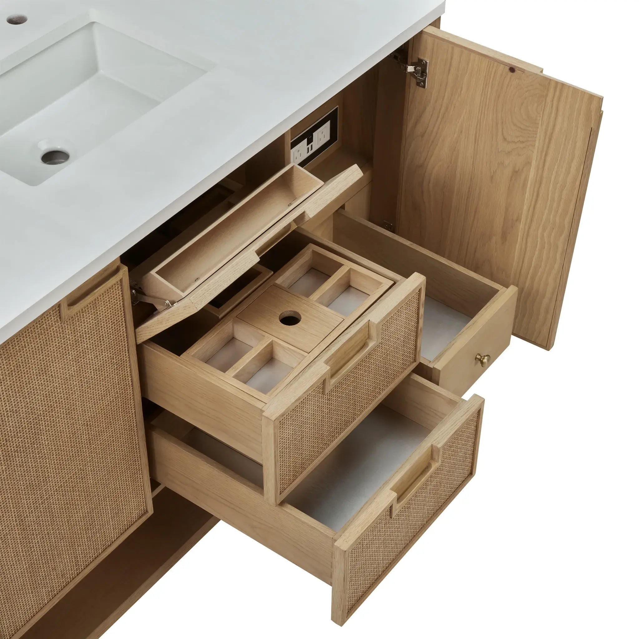 48" Solene Single Vanity in Seaside Oak-White Zeus Silestone & Backsplash-Single Hole image 15