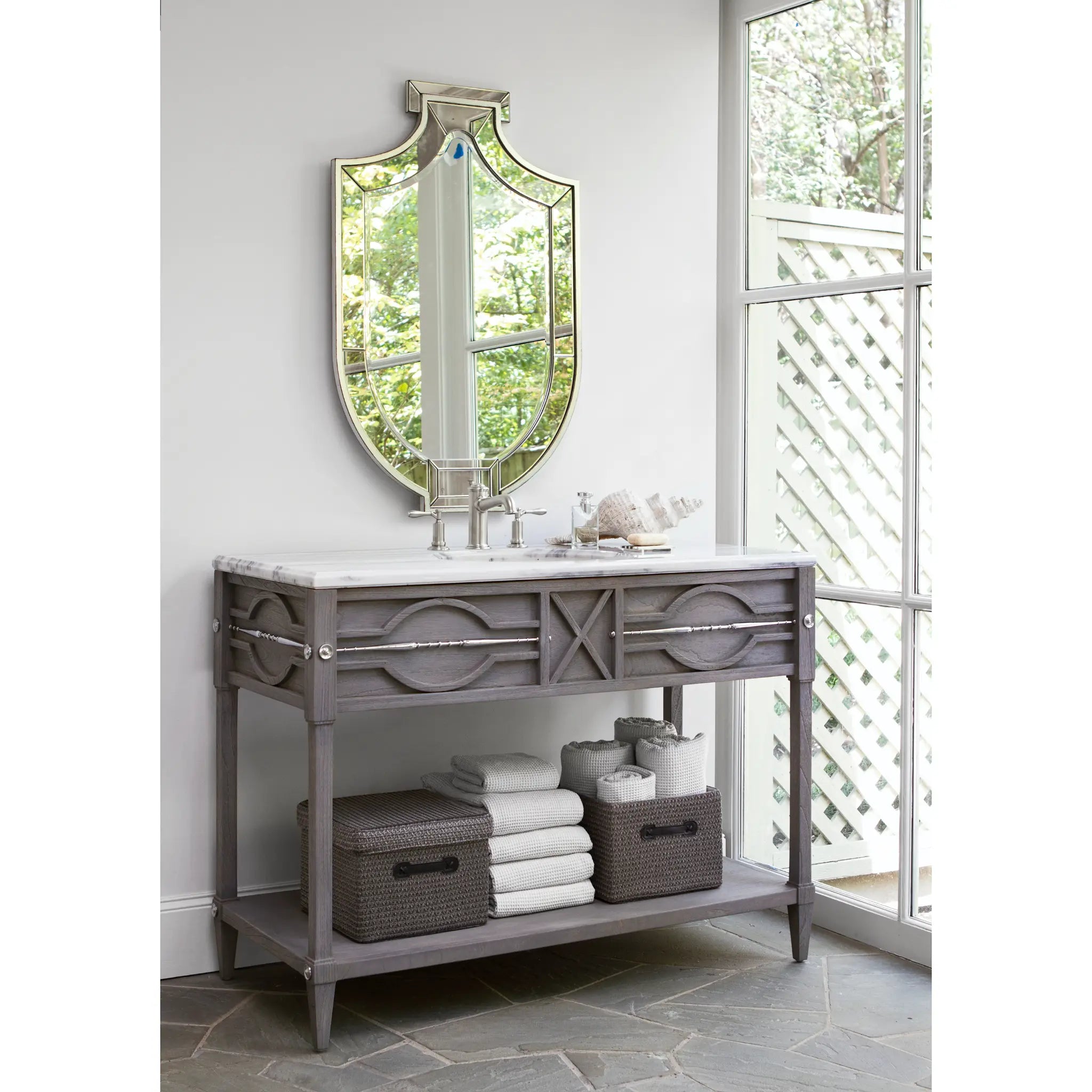 48" Spindle Sink Chest - Weathered Grey by Ambella Home image 2