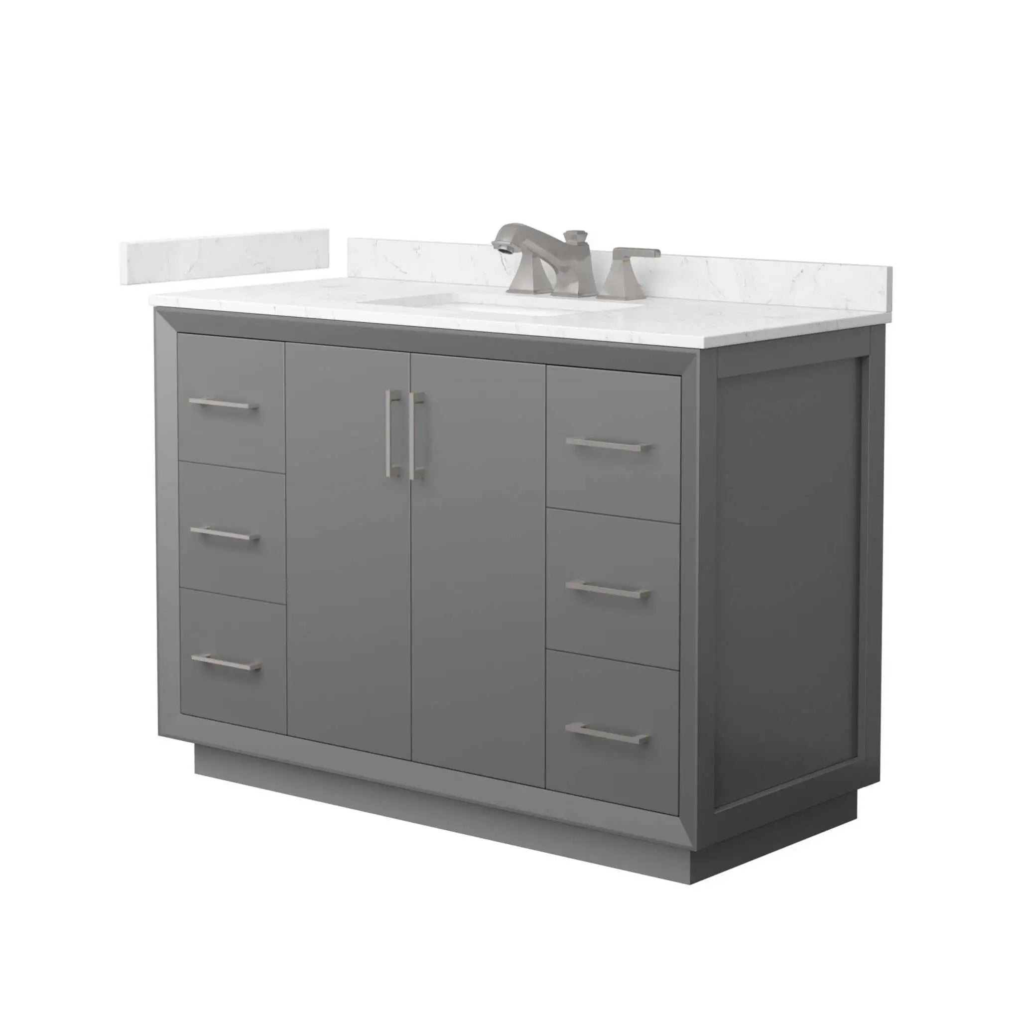 48" Strada Single Bathroom Vanity in Dark Gray with Brushed Nickel Trim by Wyndham