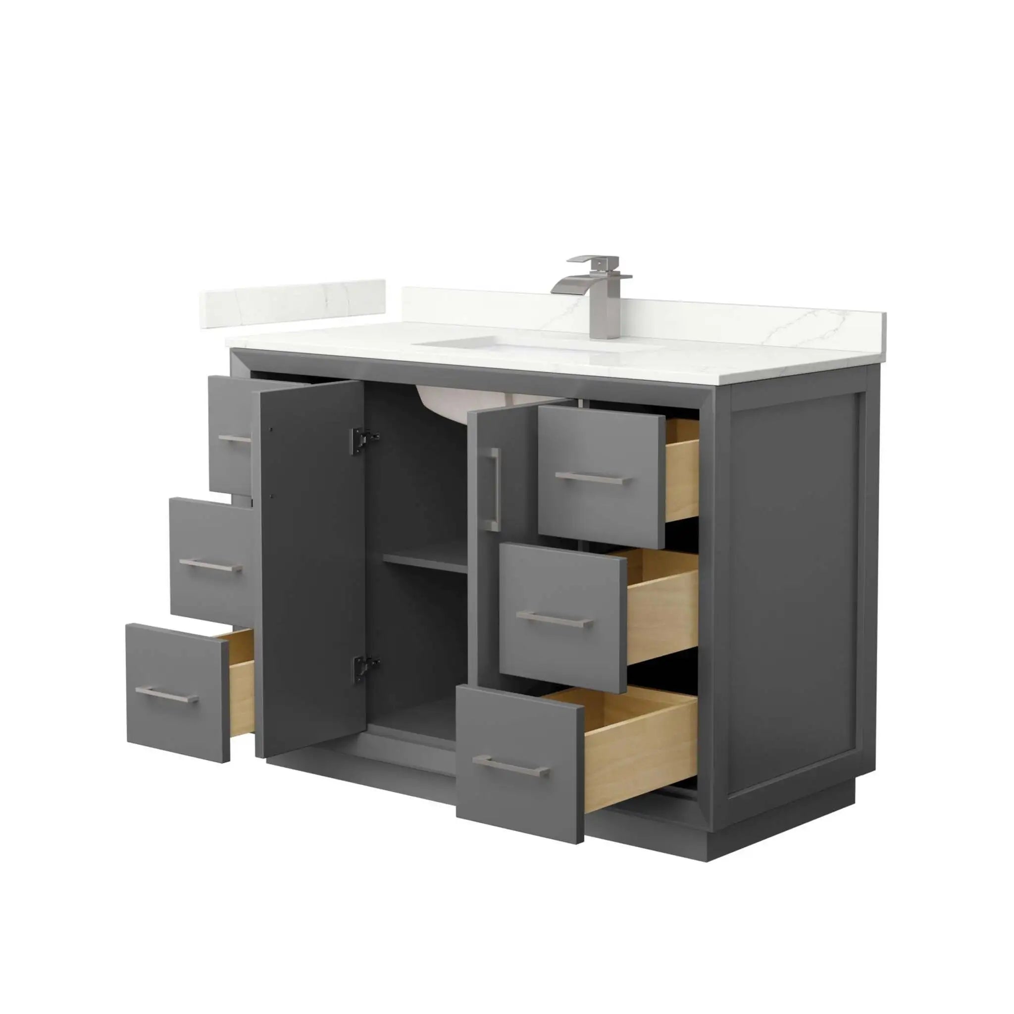 48" Strada Single Bathroom Vanity in Dark Gray with Brushed Nickel Trim by Wyndham
