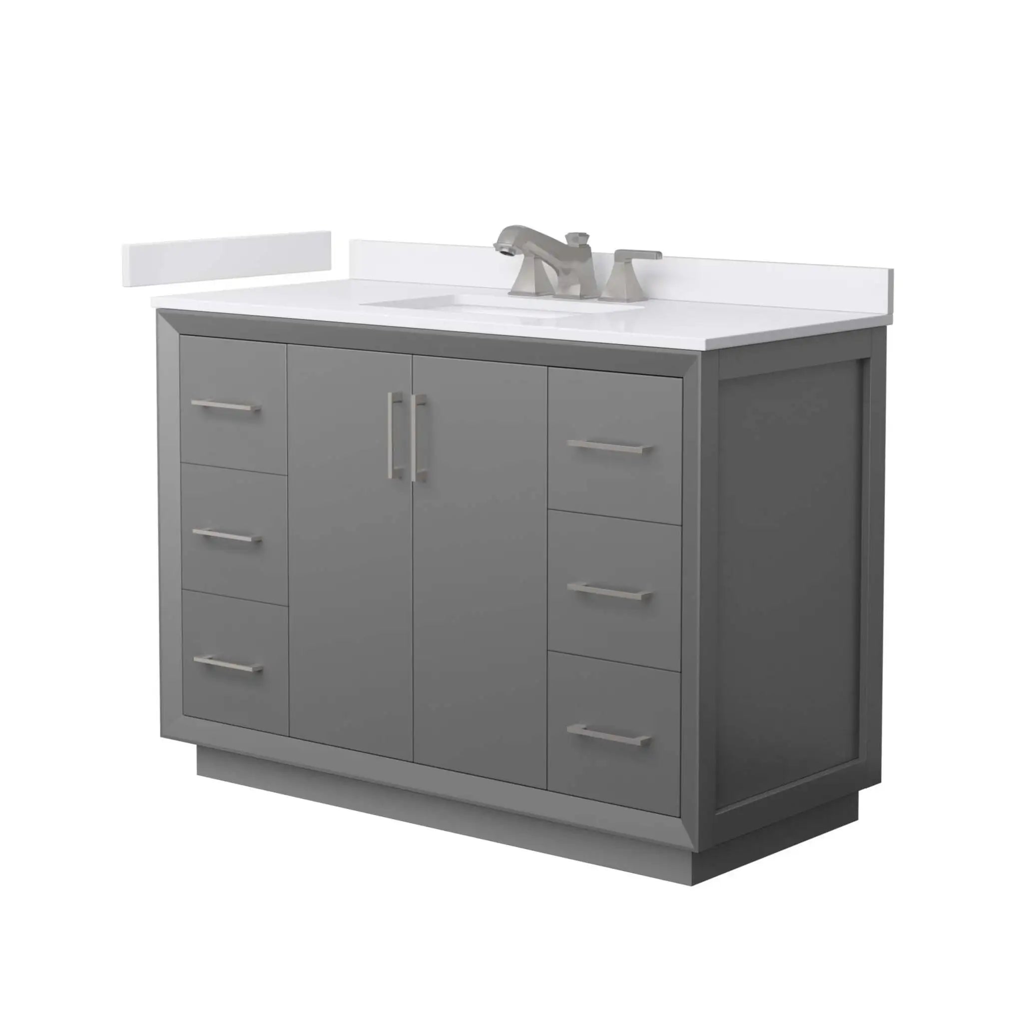 48" Strada Single Bathroom Vanity in Dark Gray with Brushed Nickel Trim by Wyndham
