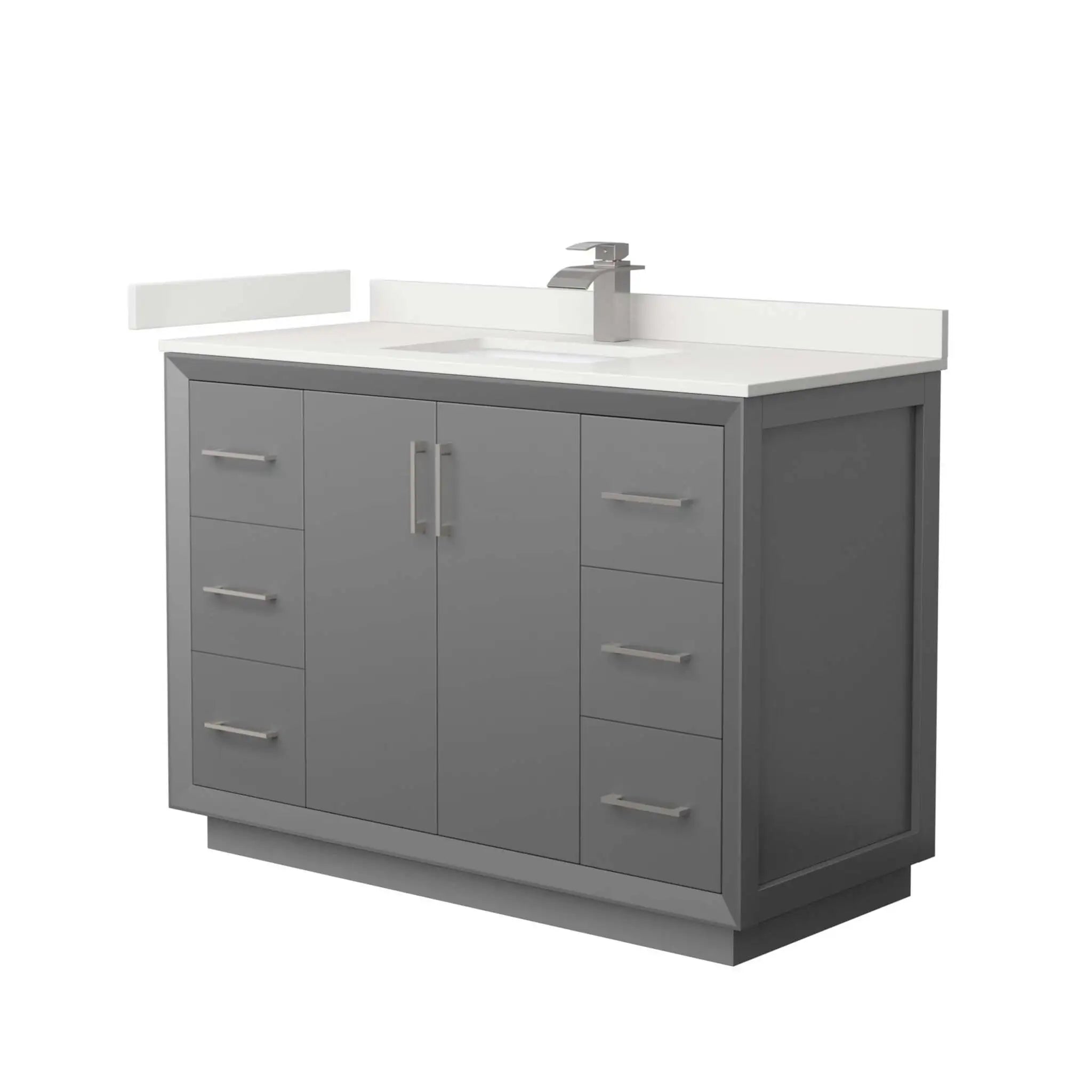 48" Strada Single Bathroom Vanity in Dark Gray with Brushed Nickel Trim by Wyndham
