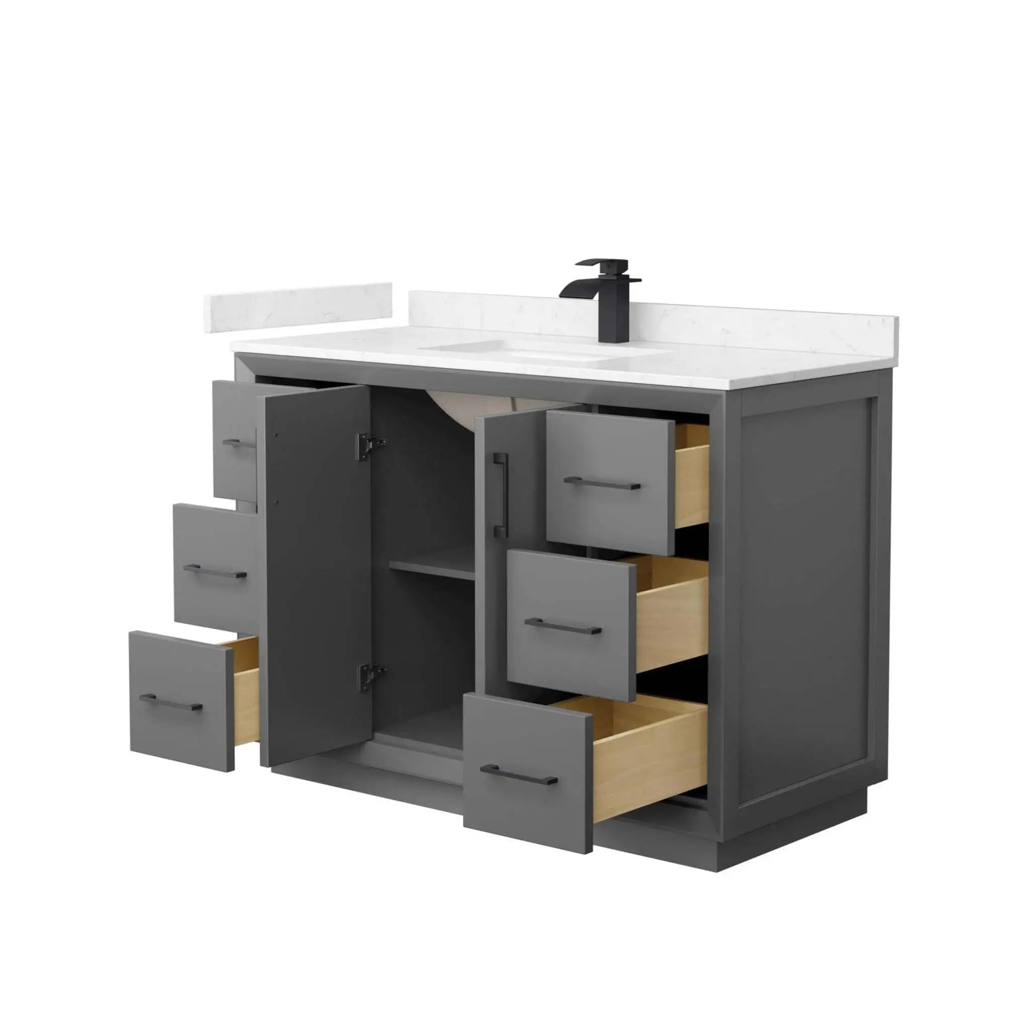 48" Strada Single Bathroom Vanity in Dark Gray with Matte Black Trim by Wyndham