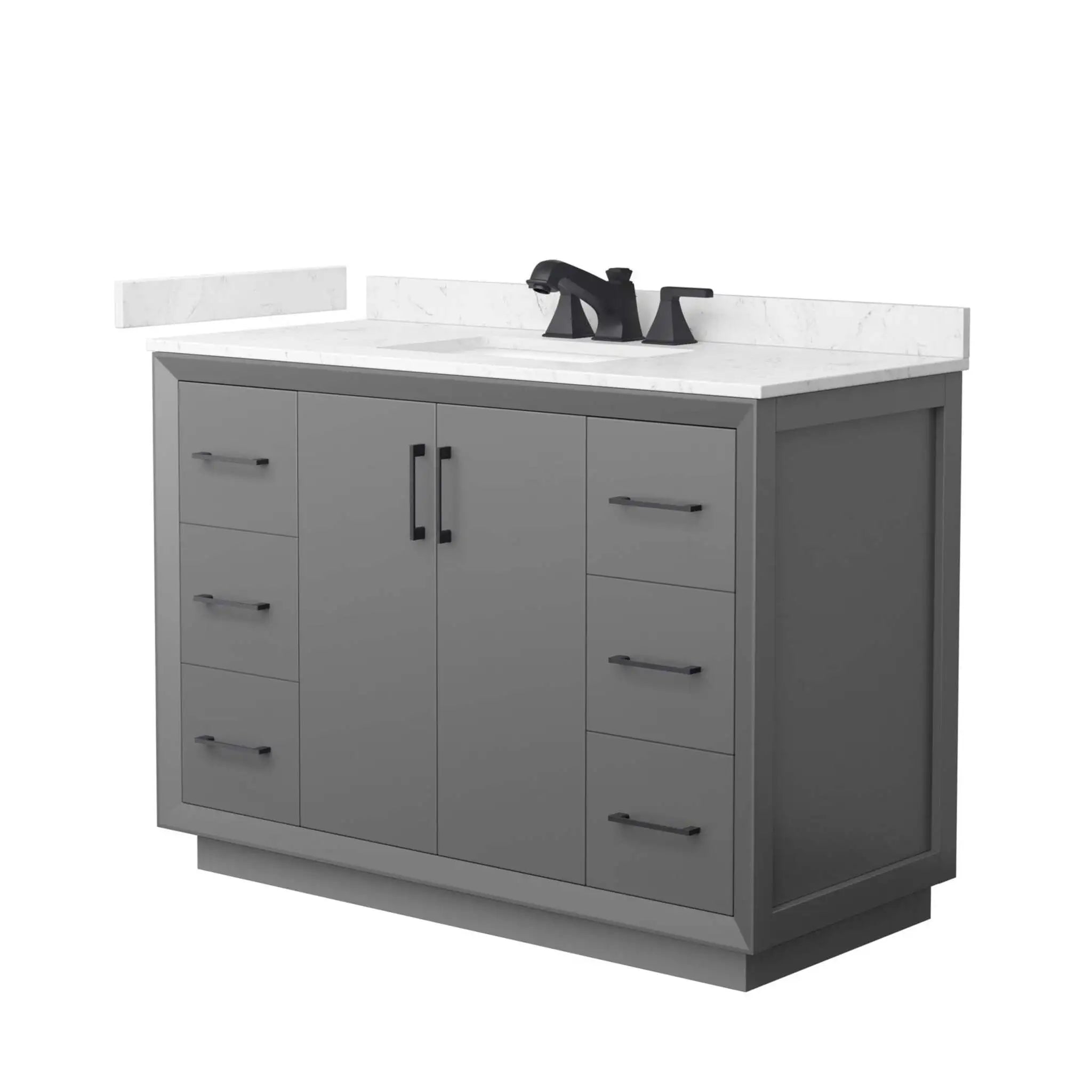 48" Strada Single Bathroom Vanity in Dark Gray with Matte Black Trim by Wyndham