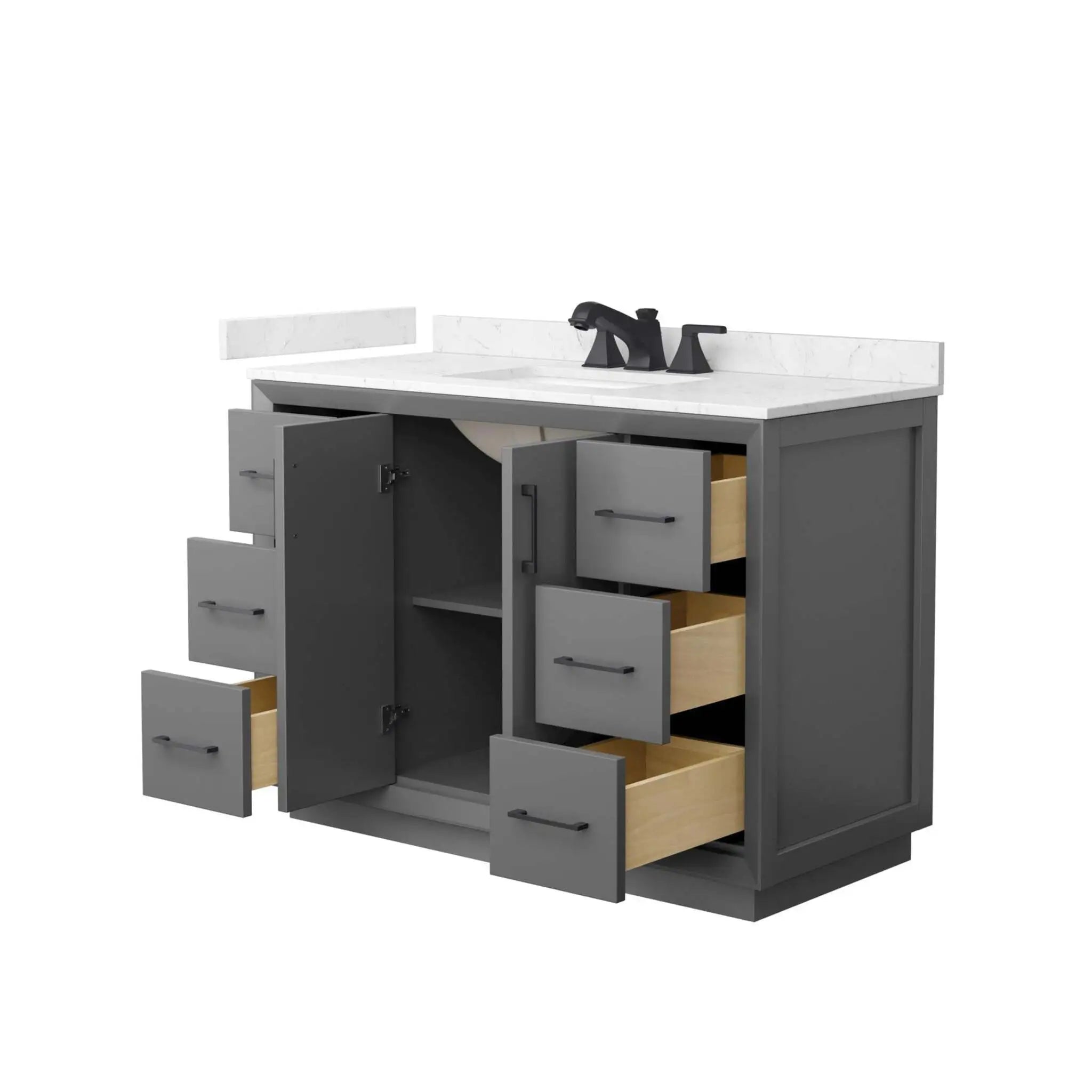 48" Strada Single Bathroom Vanity in Dark Gray with Matte Black Trim by Wyndham