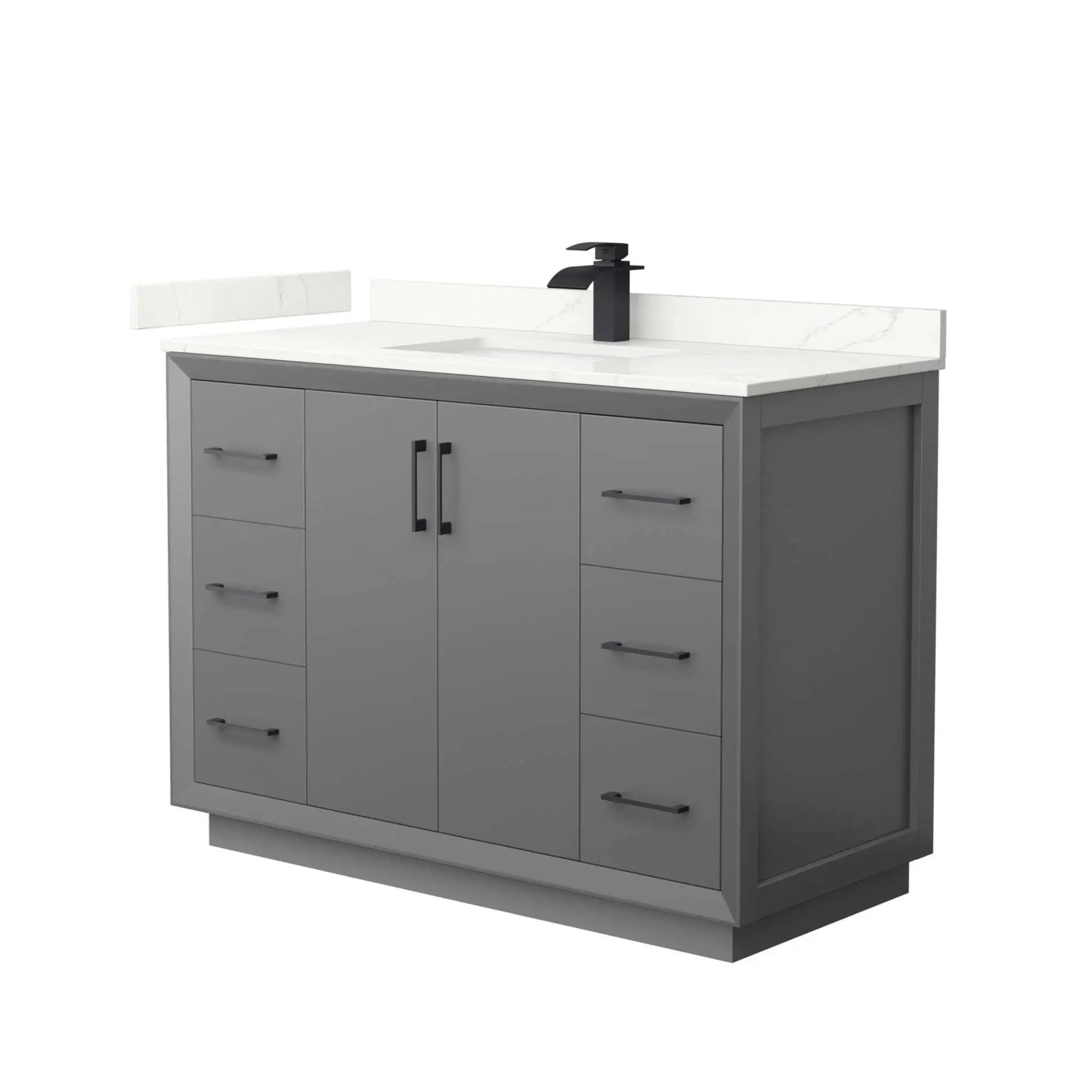 48" Strada Single Bathroom Vanity in Dark Gray with Matte Black Trim by Wyndham