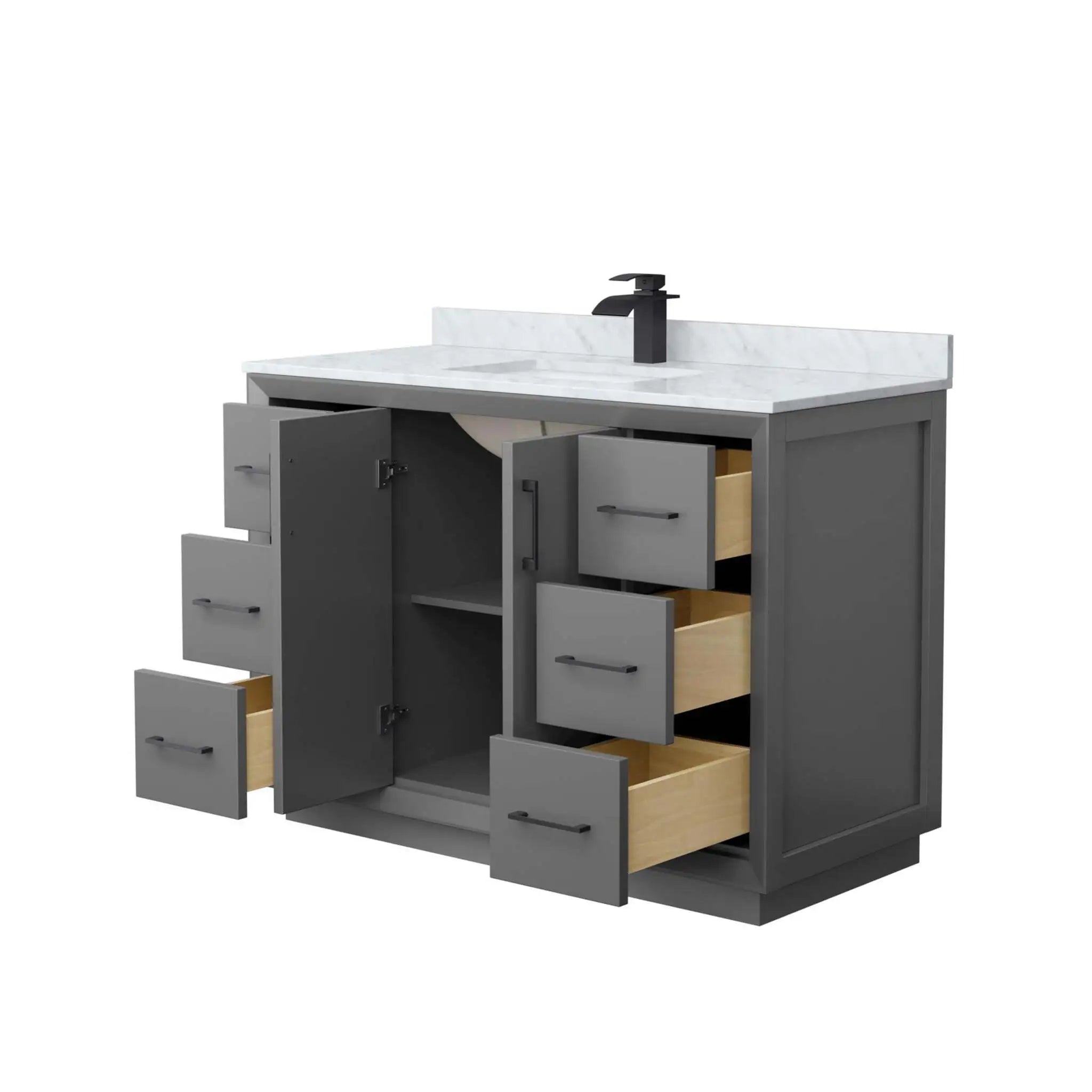 48" Strada Single Bathroom Vanity in Dark Gray with Matte Black Trim by Wyndham