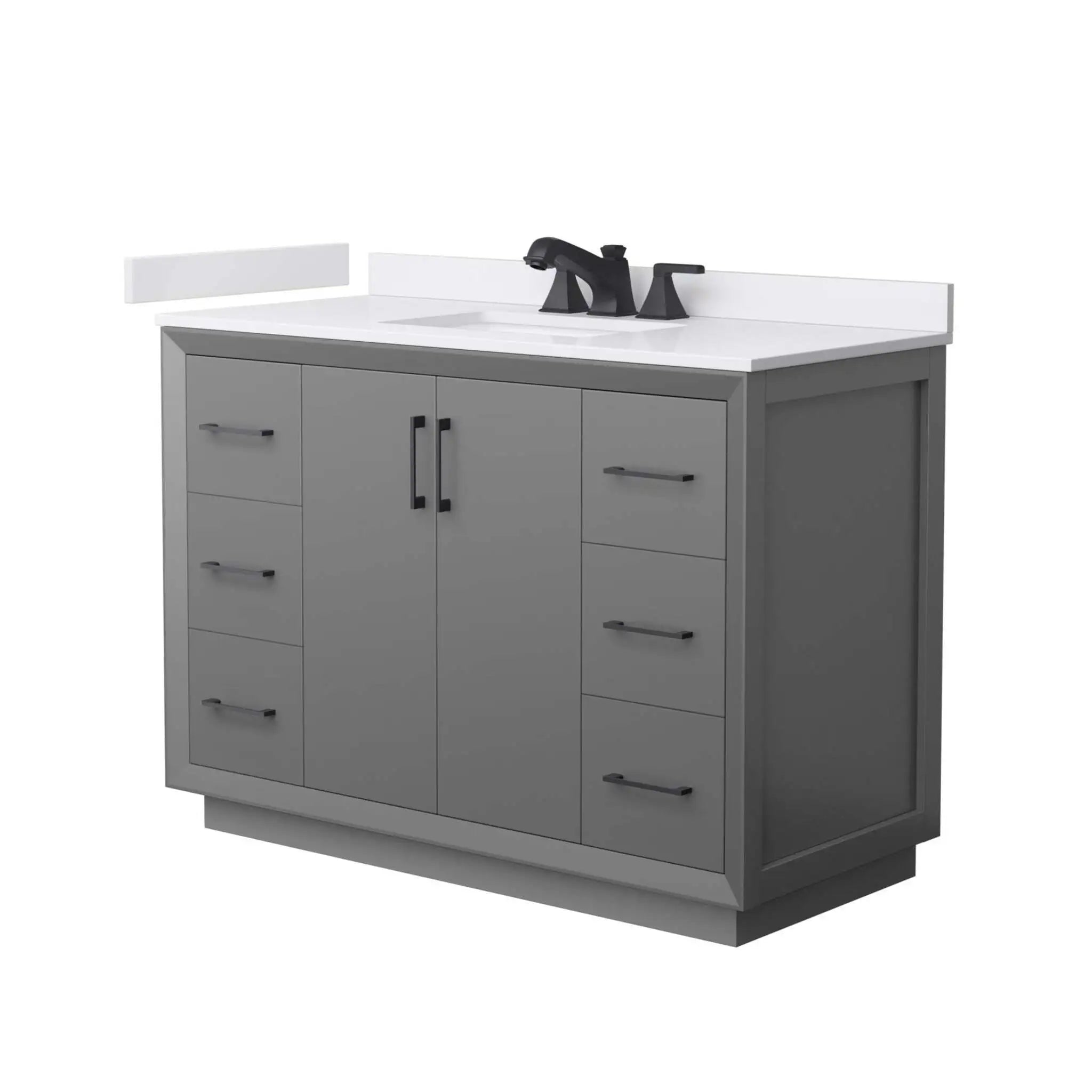 48" Strada Single Bathroom Vanity in Dark Gray with Matte Black Trim by Wyndham