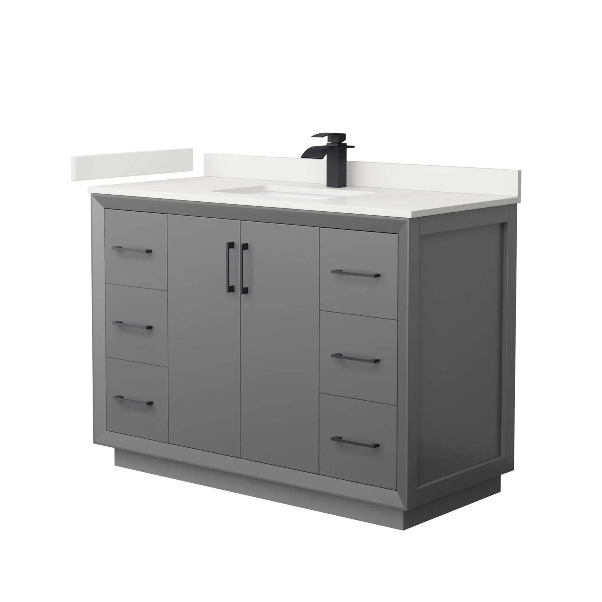 48" Strada Single Bathroom Vanity in Dark Gray with Matte Black Trim by Wyndham