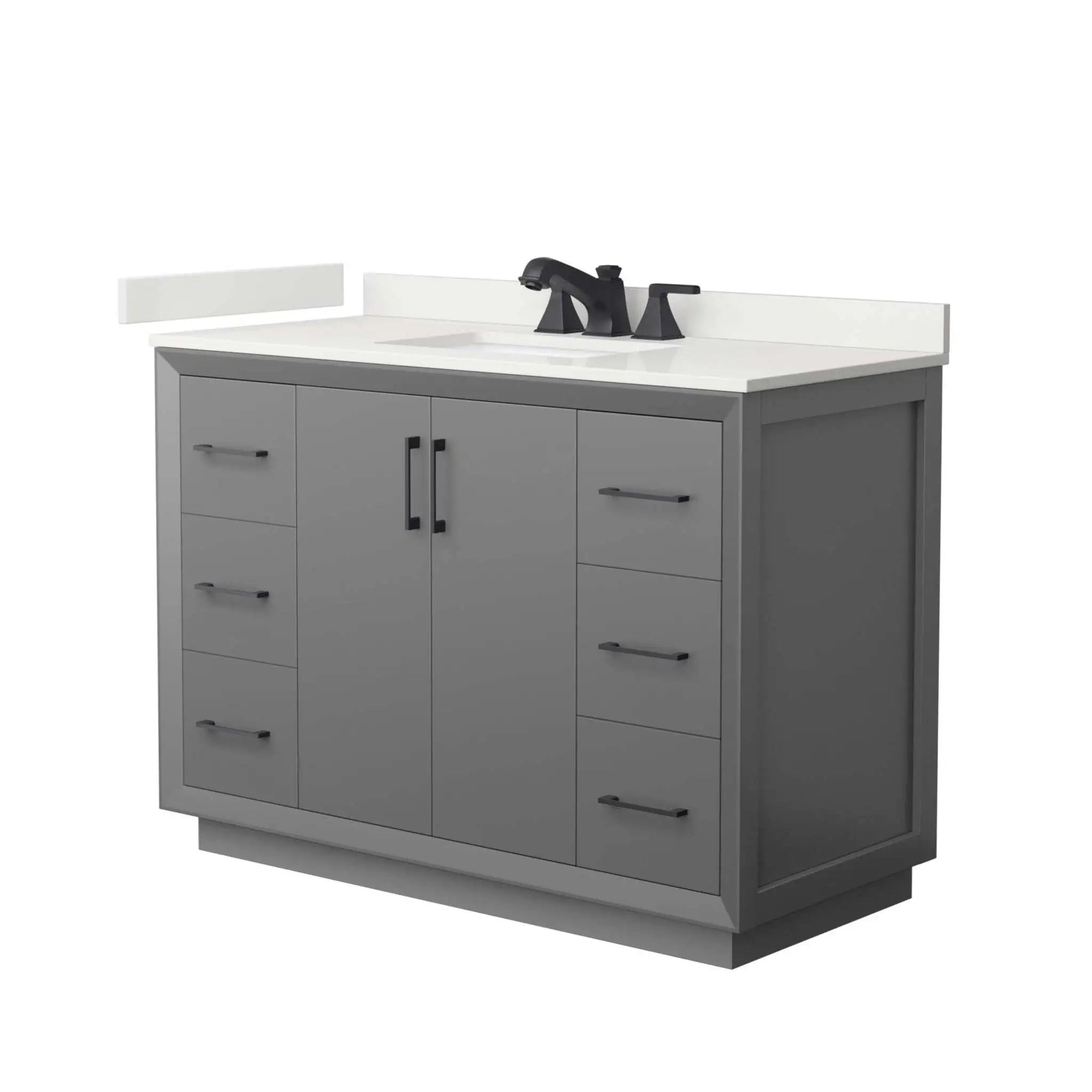 48" Strada Single Bathroom Vanity in Dark Gray with Matte Black Trim by Wyndham
