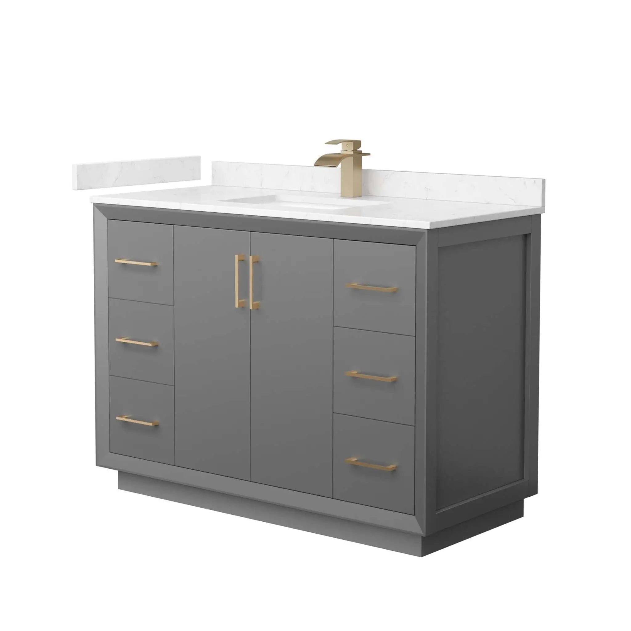 48" Strada Single Bathroom Vanity in Dark Gray with Satin Bronze Trim by Wyndham