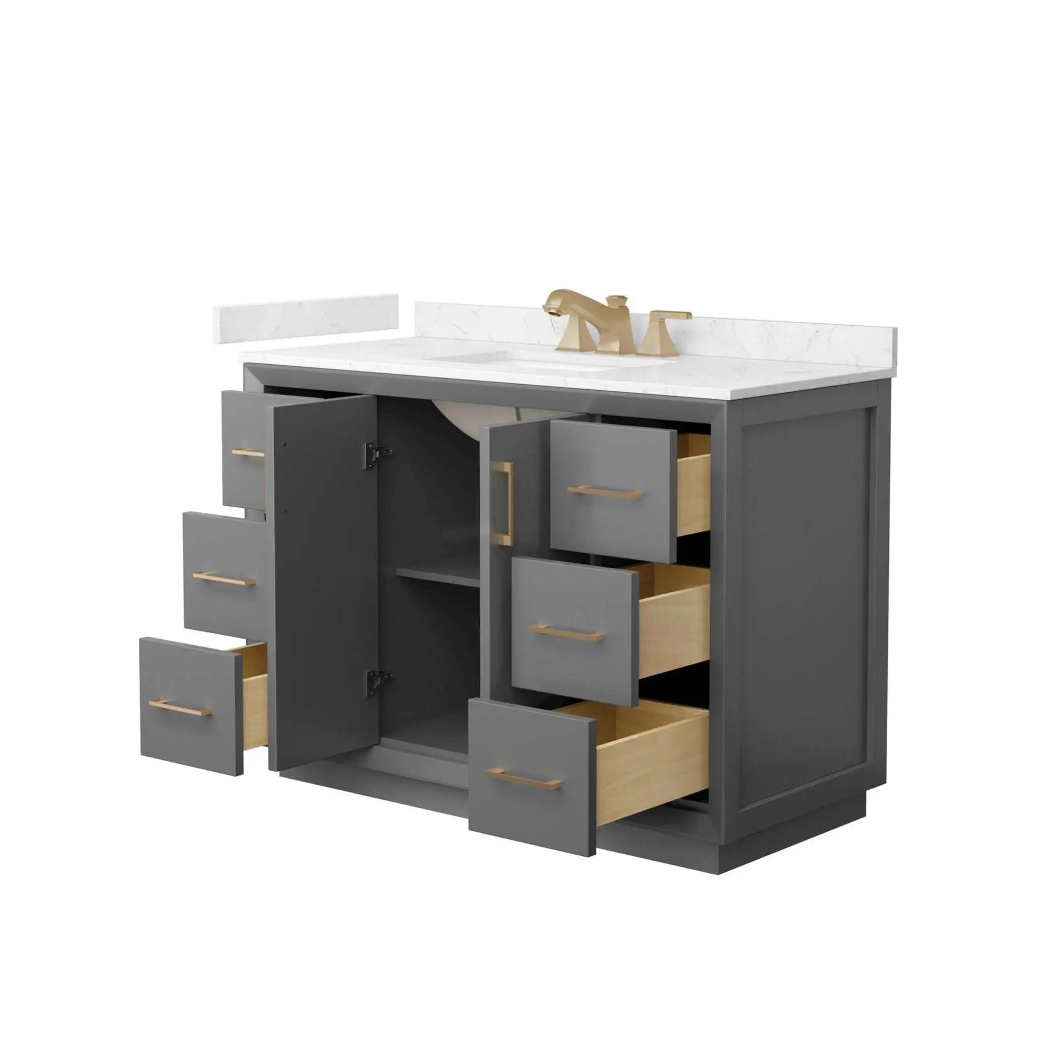 48" Strada Single Bathroom Vanity in Dark Gray with Satin Bronze Trim by Wyndham