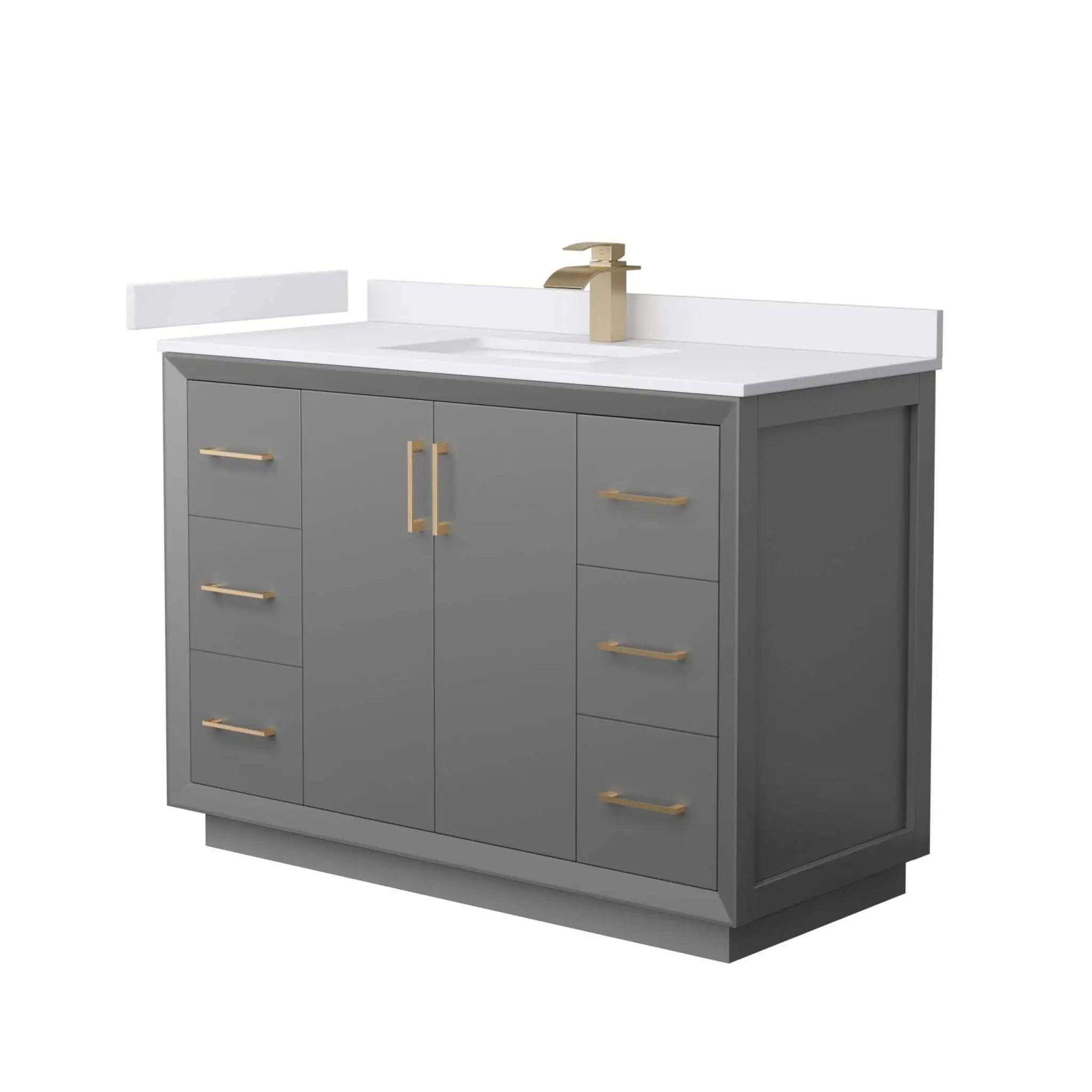 48" Strada Single Bathroom Vanity in Dark Gray with Satin Bronze Trim by Wyndham