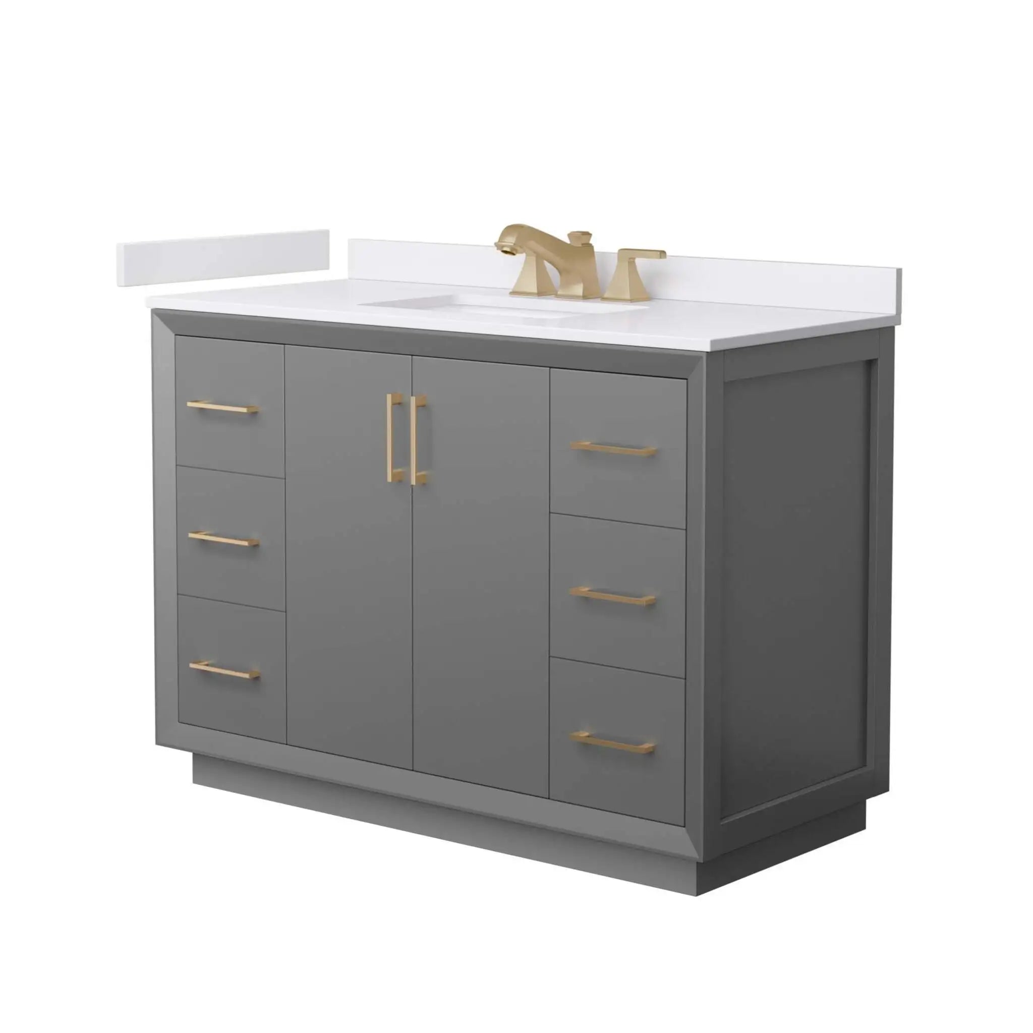 48" Strada Single Bathroom Vanity in Dark Gray with Satin Bronze Trim by Wyndham