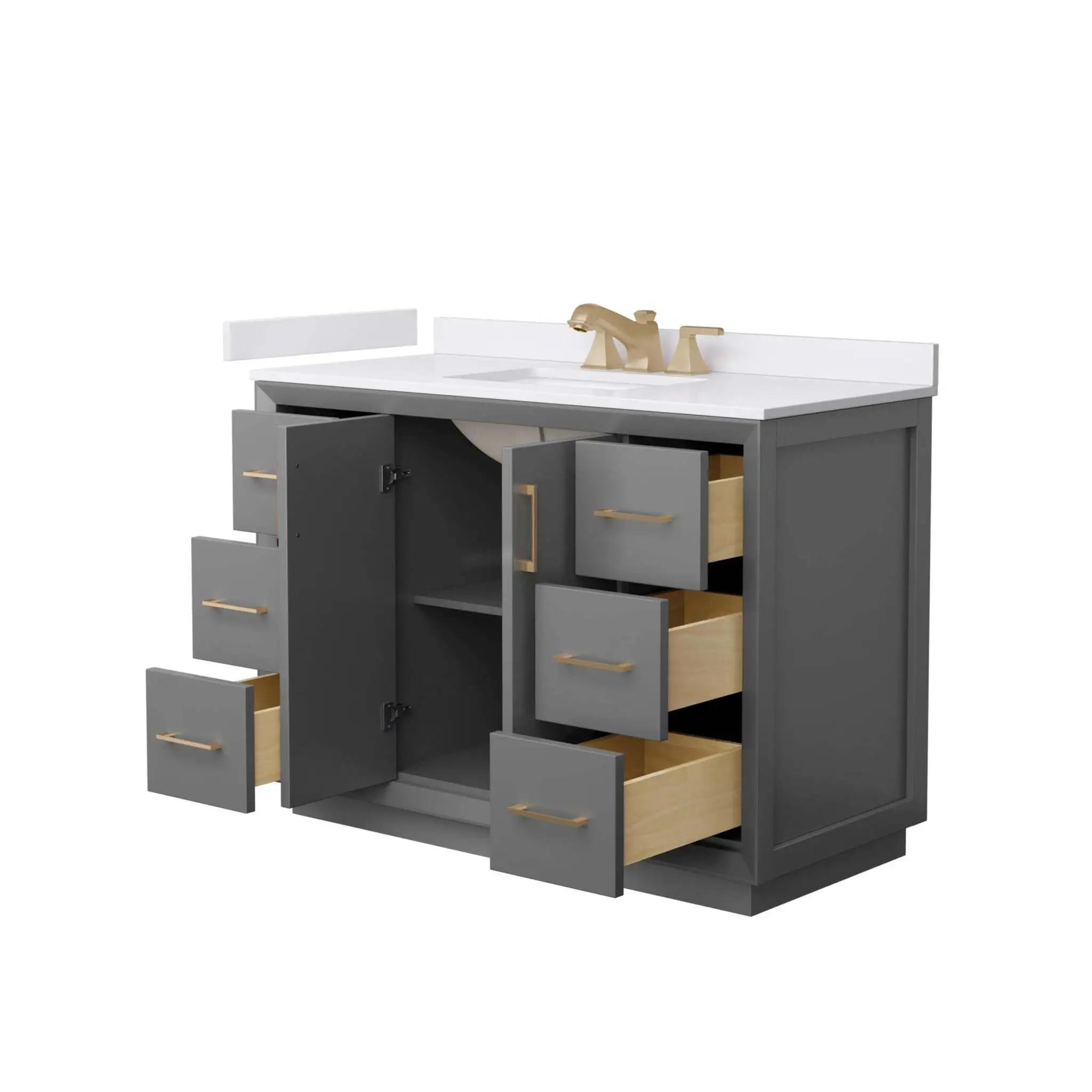 48" Strada Single Bathroom Vanity in Dark Gray with Satin Bronze Trim by Wyndham