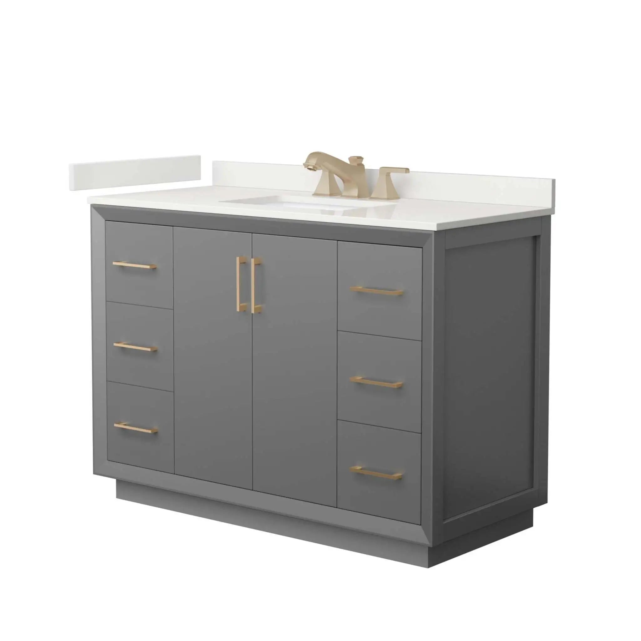 48" Strada Single Bathroom Vanity in Dark Gray with Satin Bronze Trim by Wyndham