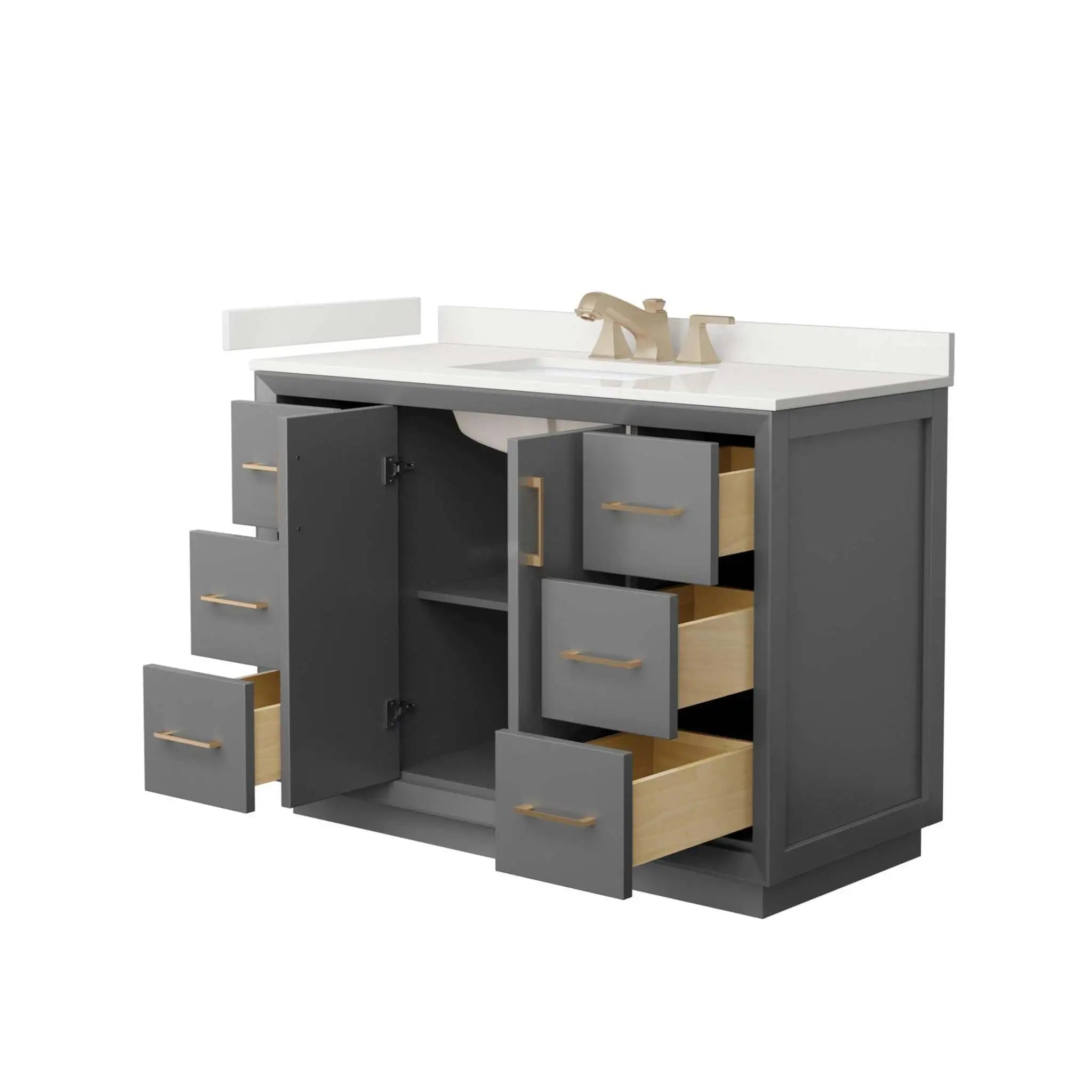 48" Strada Single Bathroom Vanity in Dark Gray with Satin Bronze Trim by Wyndham